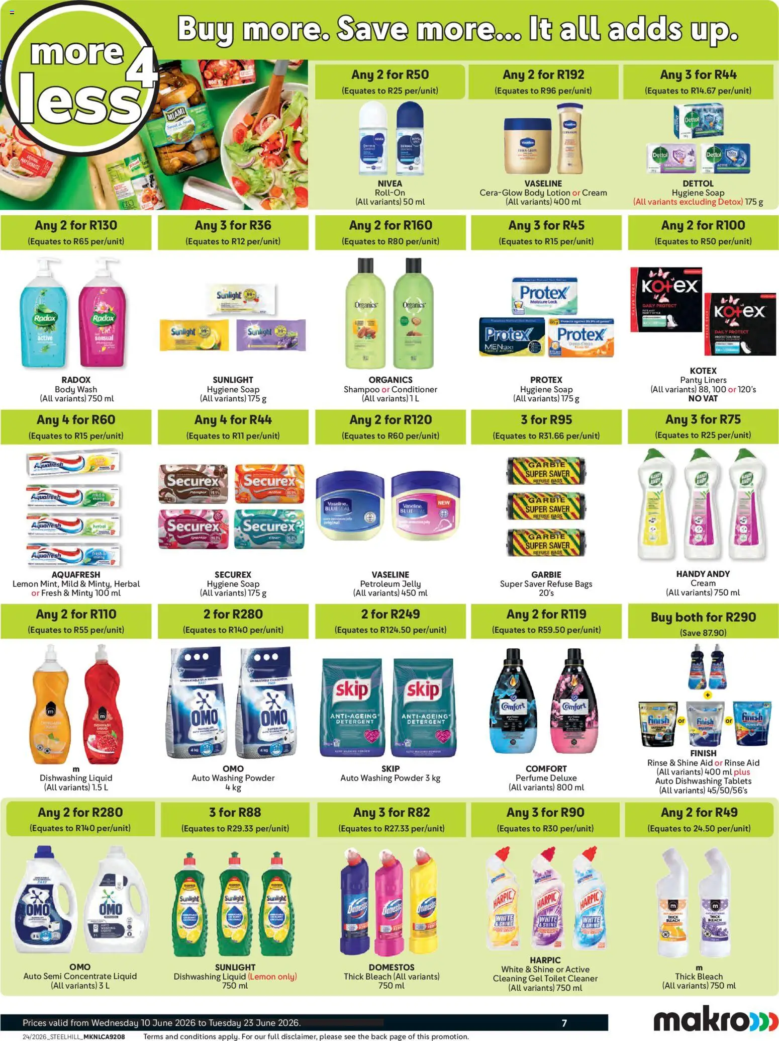 New Makro catalogue – valid from 10.06.2026 | Page: 7 | Products: Lock, Bleach, Refuse bags, Body wash