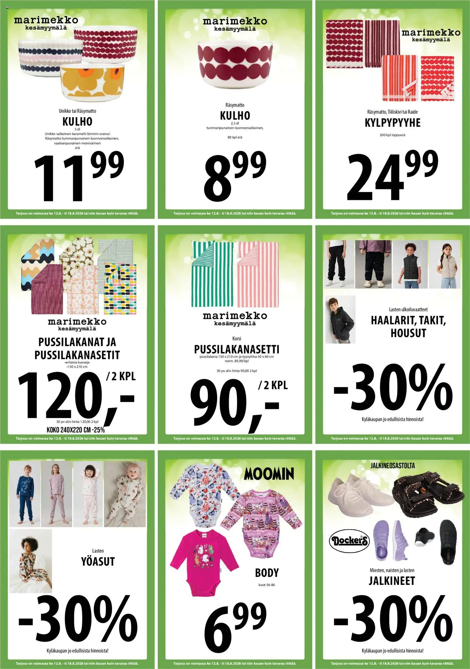 Tuuri tarjoukset – voimassa 12/08/2026 alkaen | Sivu: 12 | Tuotteet: Pussilakanasetti, Housut, Tyynyliina