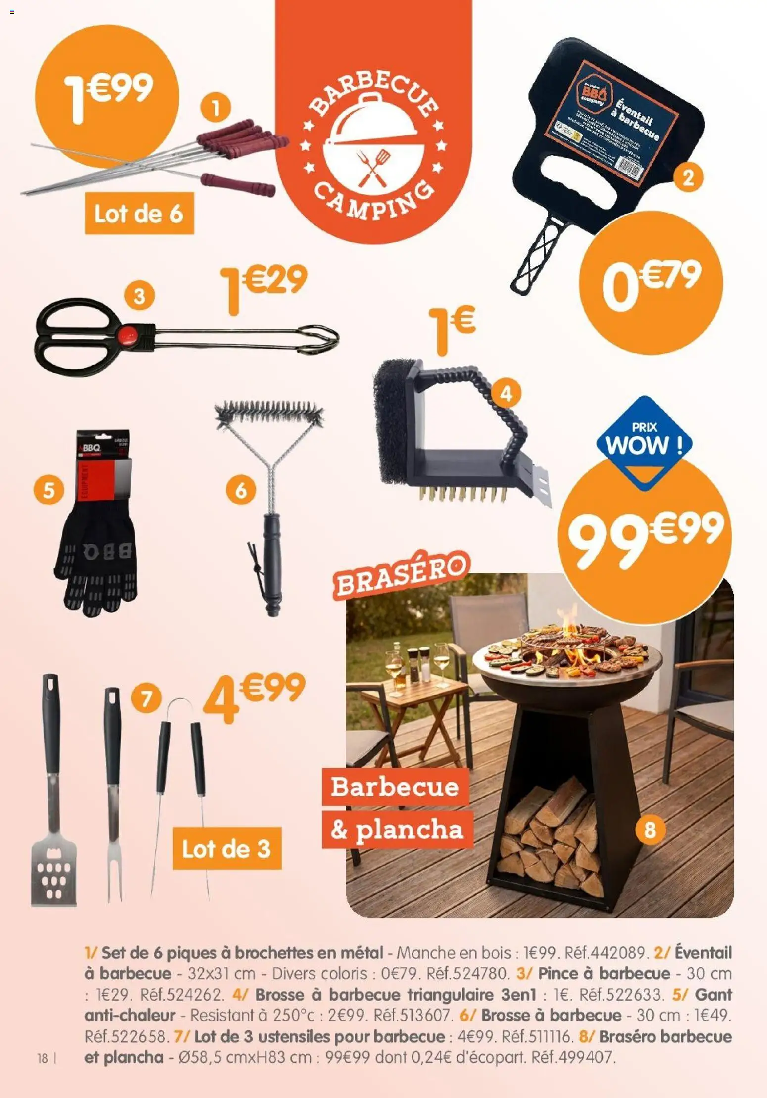 {H1} | Page: 18 | Produits: Plancha, Brasero, Barbecue, Éventail