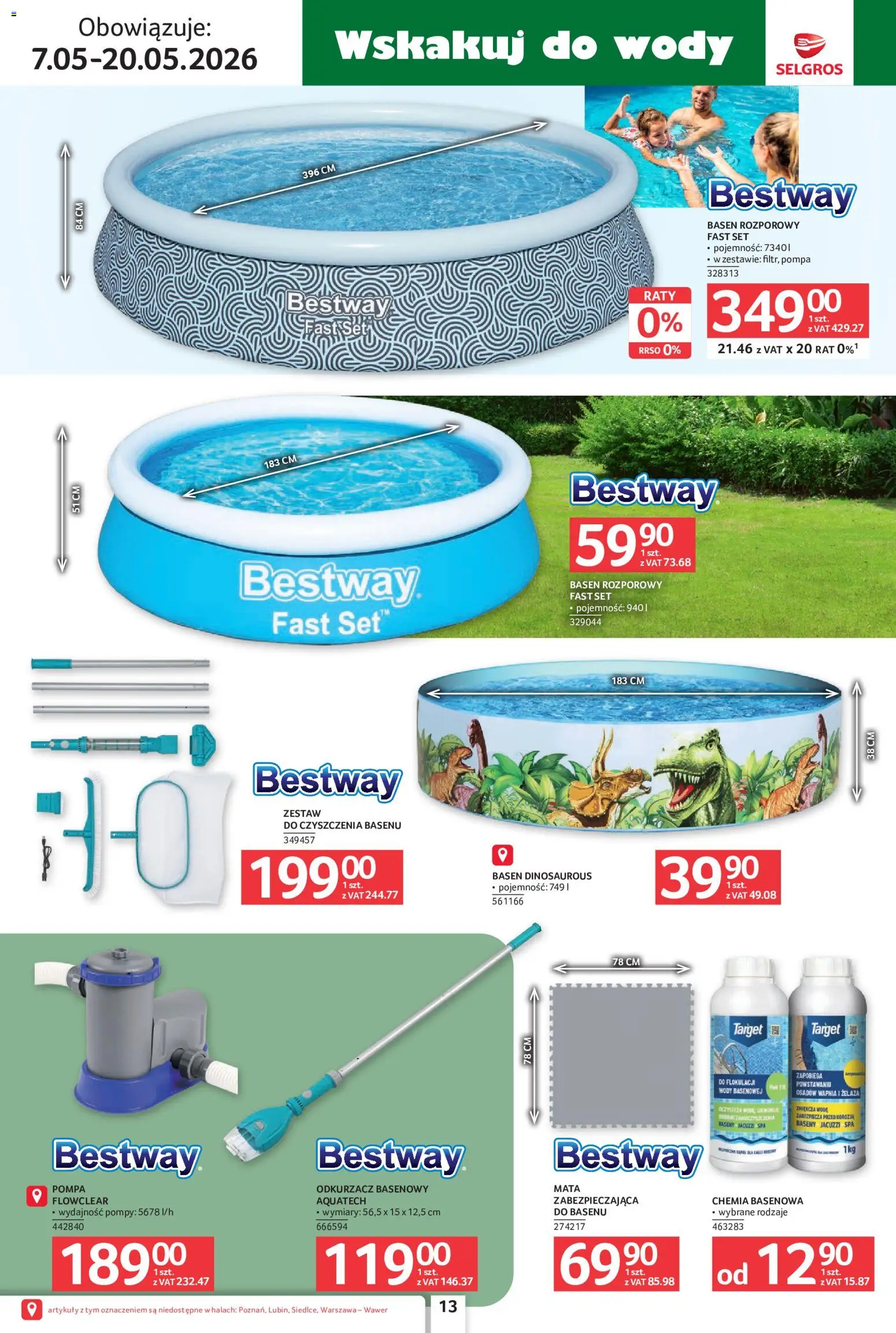 Selgros cash&carry gazetka - Ogród od 07.05.2026 | Strona: 13 | Produkty: Odkurzacz, Basen