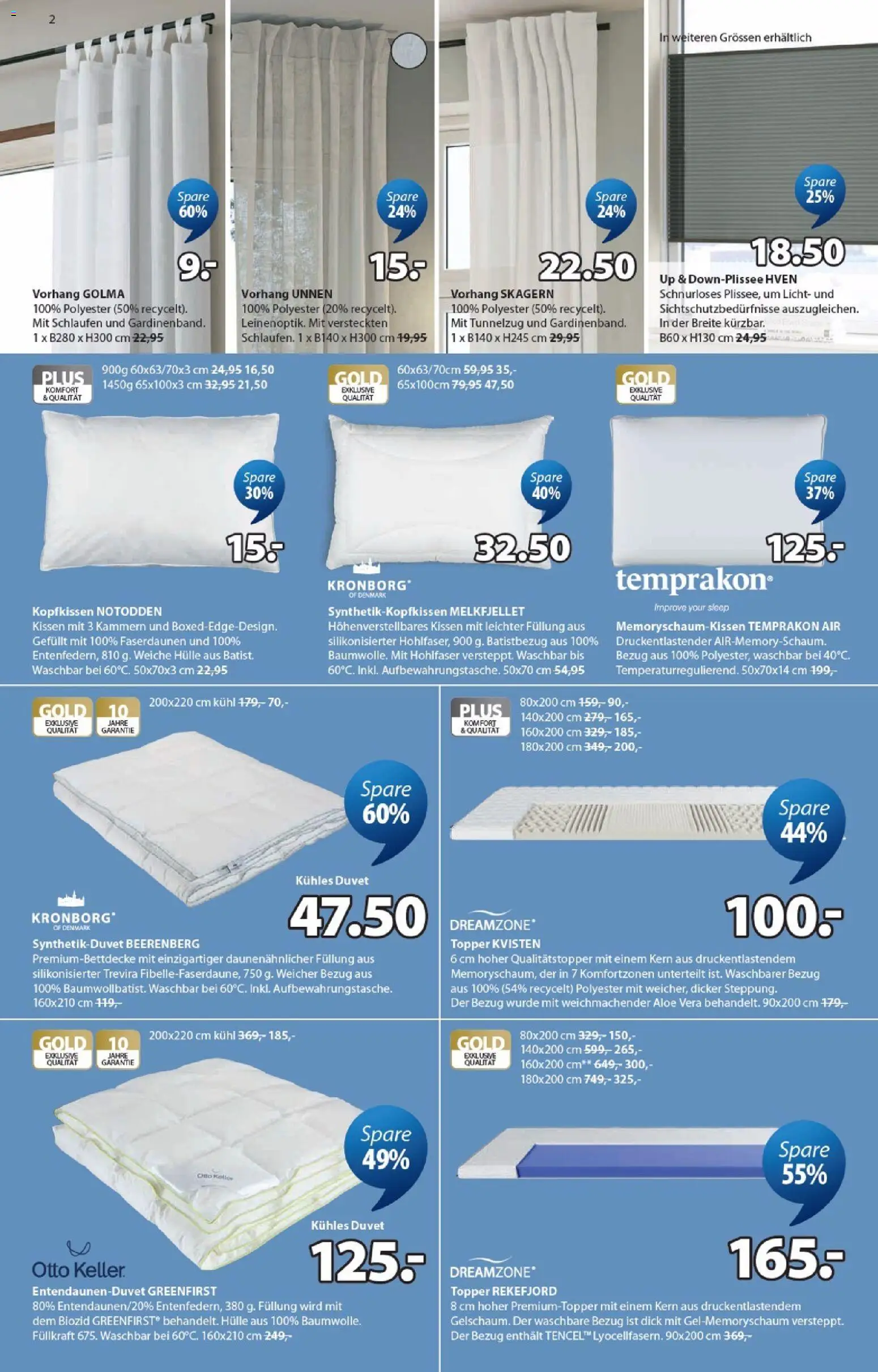 JYSK aktionen – gültig ab 18.08.2026 | Seite: 2 | Produkte: Kissen, Topper, Kopfkissen, Vorhang