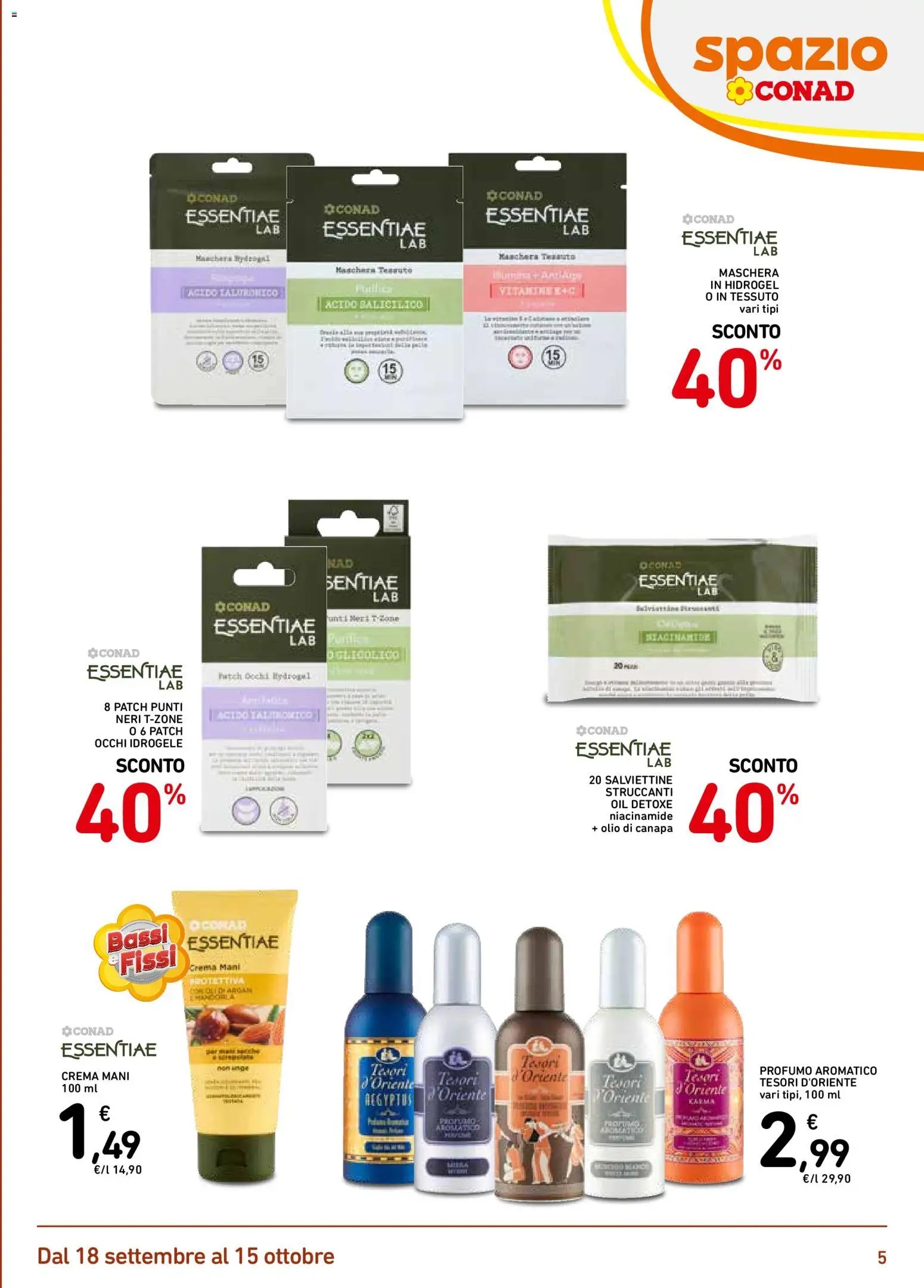 Volantino Spazio Conad del 18/09/2026 | Pagina: 5 | Prodotti: Crema, Maschera, Olio, Profumo