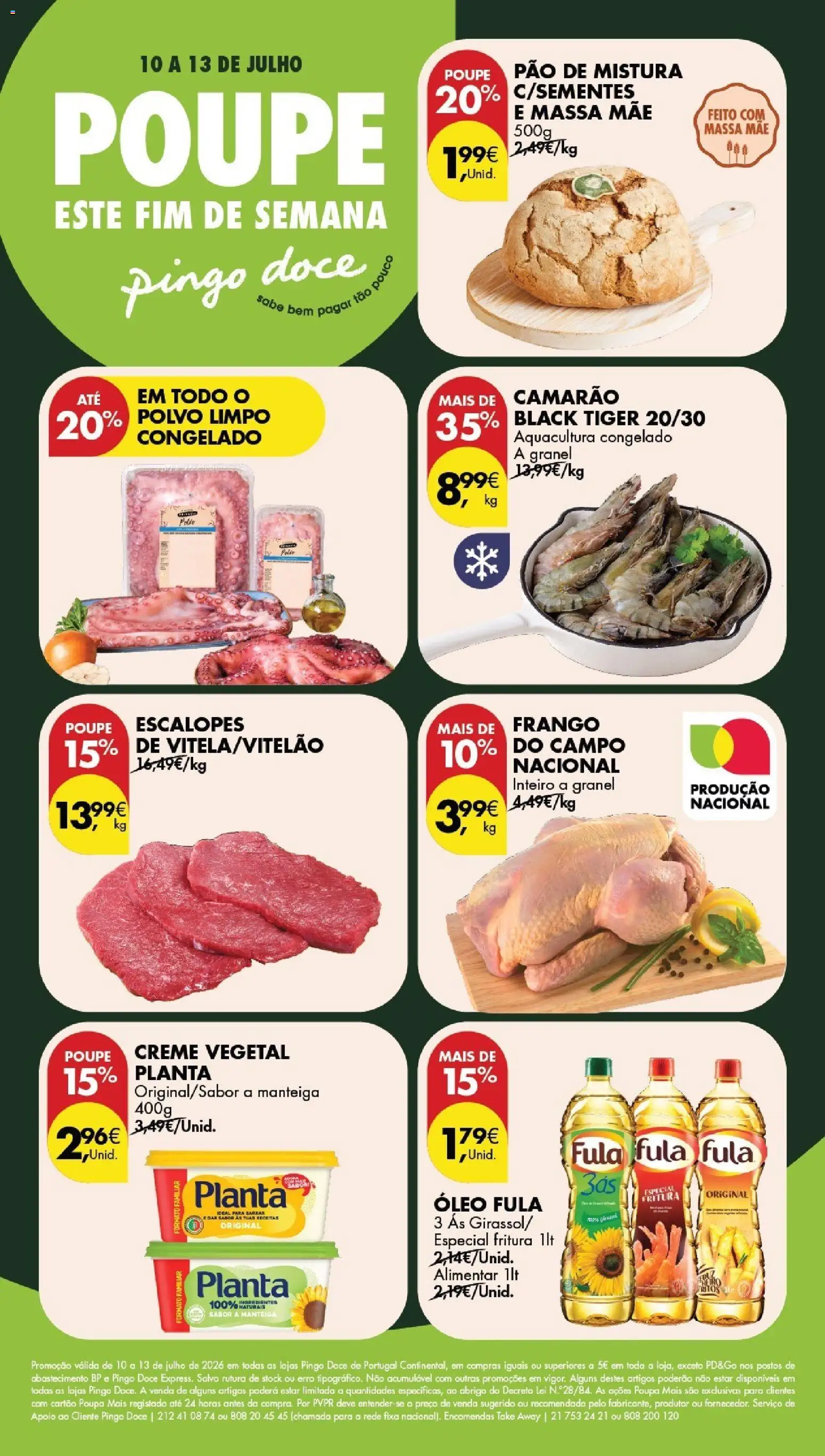 Pingo Doce Poupe este Fim de Semana │ válido de 10/07/2026 | Página: 1 | Produtos: Polvo, Camarão, Manteiga, Óleo