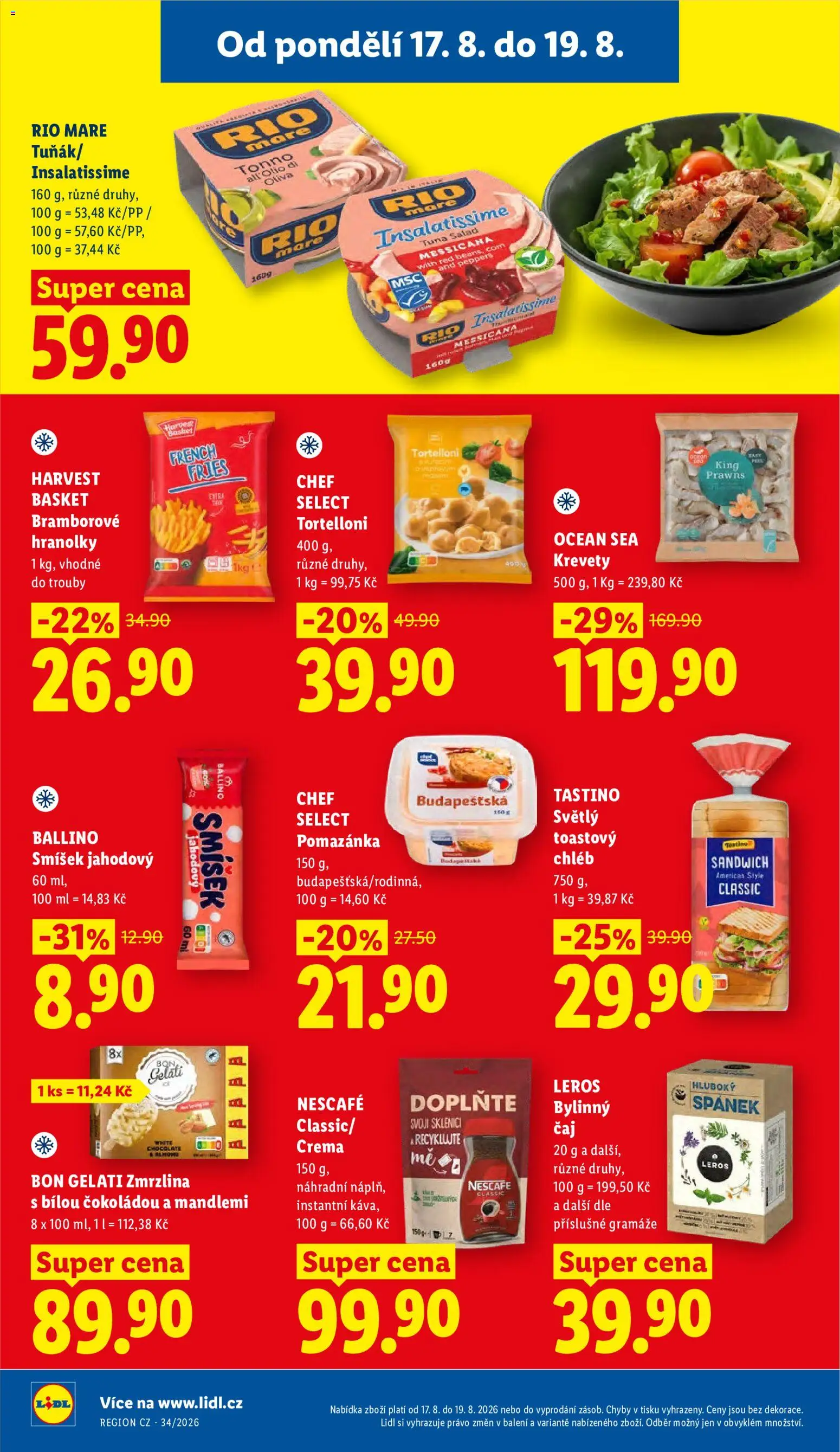 Lidl leták od 17.08.2026 | Strana: 26 | Produkty: Káva, Nescafé, Crema, Krevety
