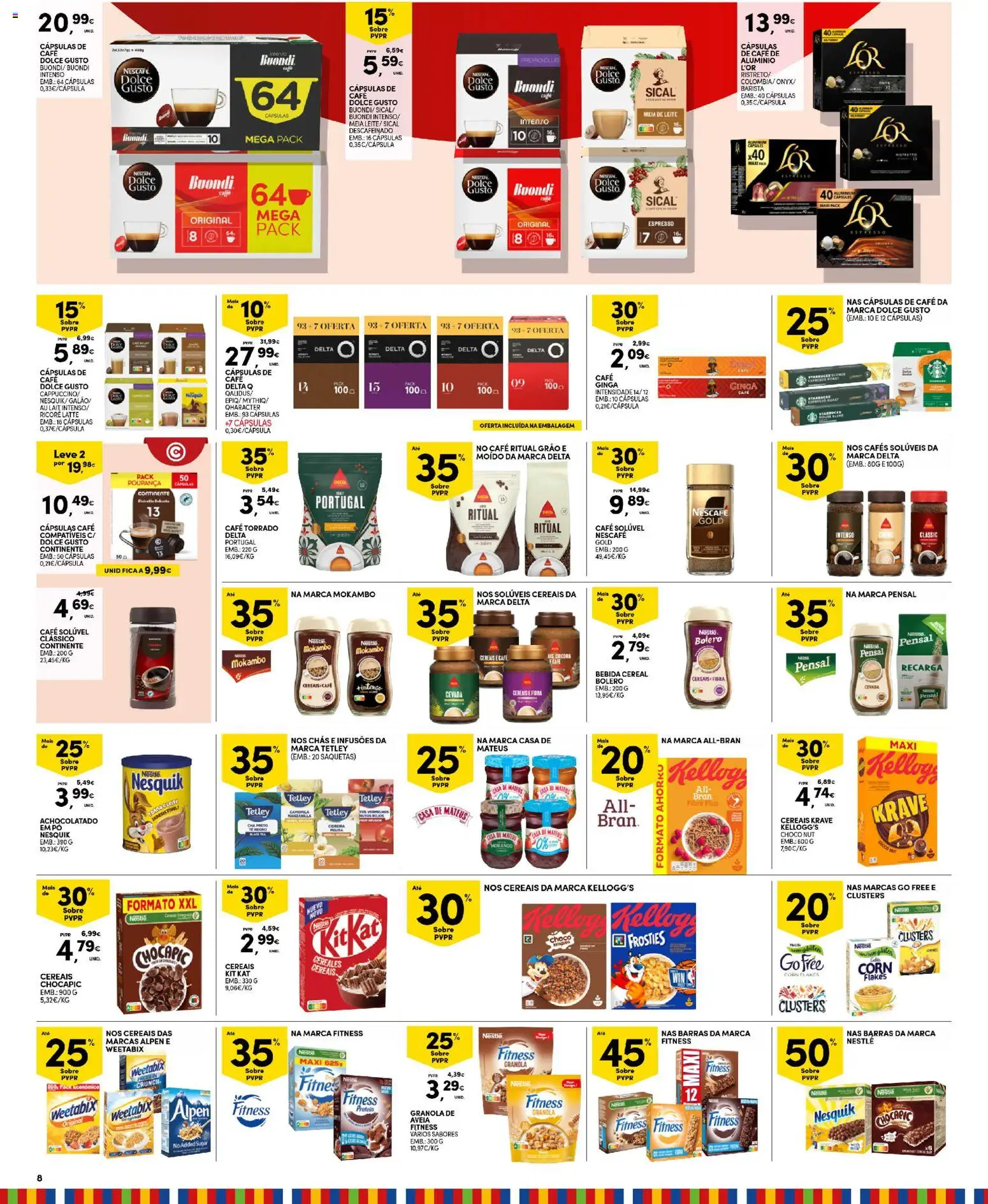 Continente Madeira │ válido de 21.04.2026 | Página: 8 | Produtos: Granola, Café solúvel, Weetabix, Chás