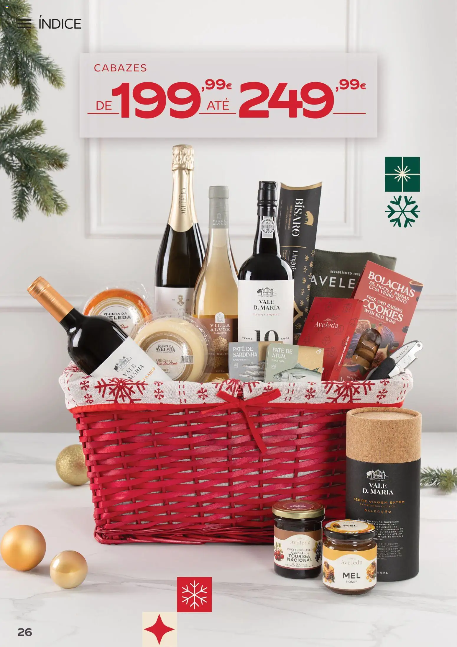 Continente Cabazes de Natal │ válido de 06/10/2026 | Página: 26 | Produtos: Passas, Figos, Chocolate, Vinho tinto