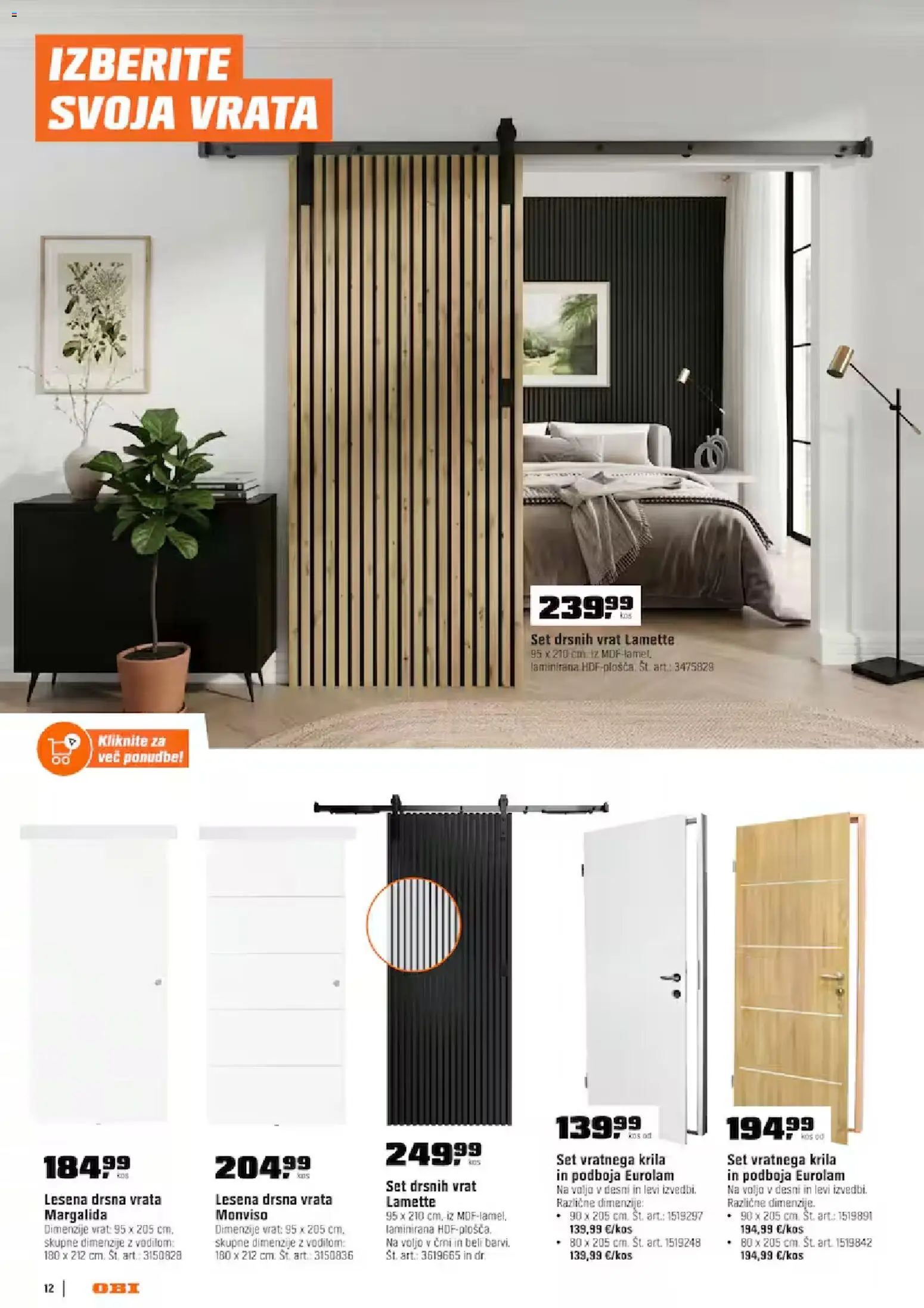 Novi OBI katalog ponudbe – veljaven od 04.08.2026 | Stran: 12 | Izdelki: Drsna vrata, Vrata