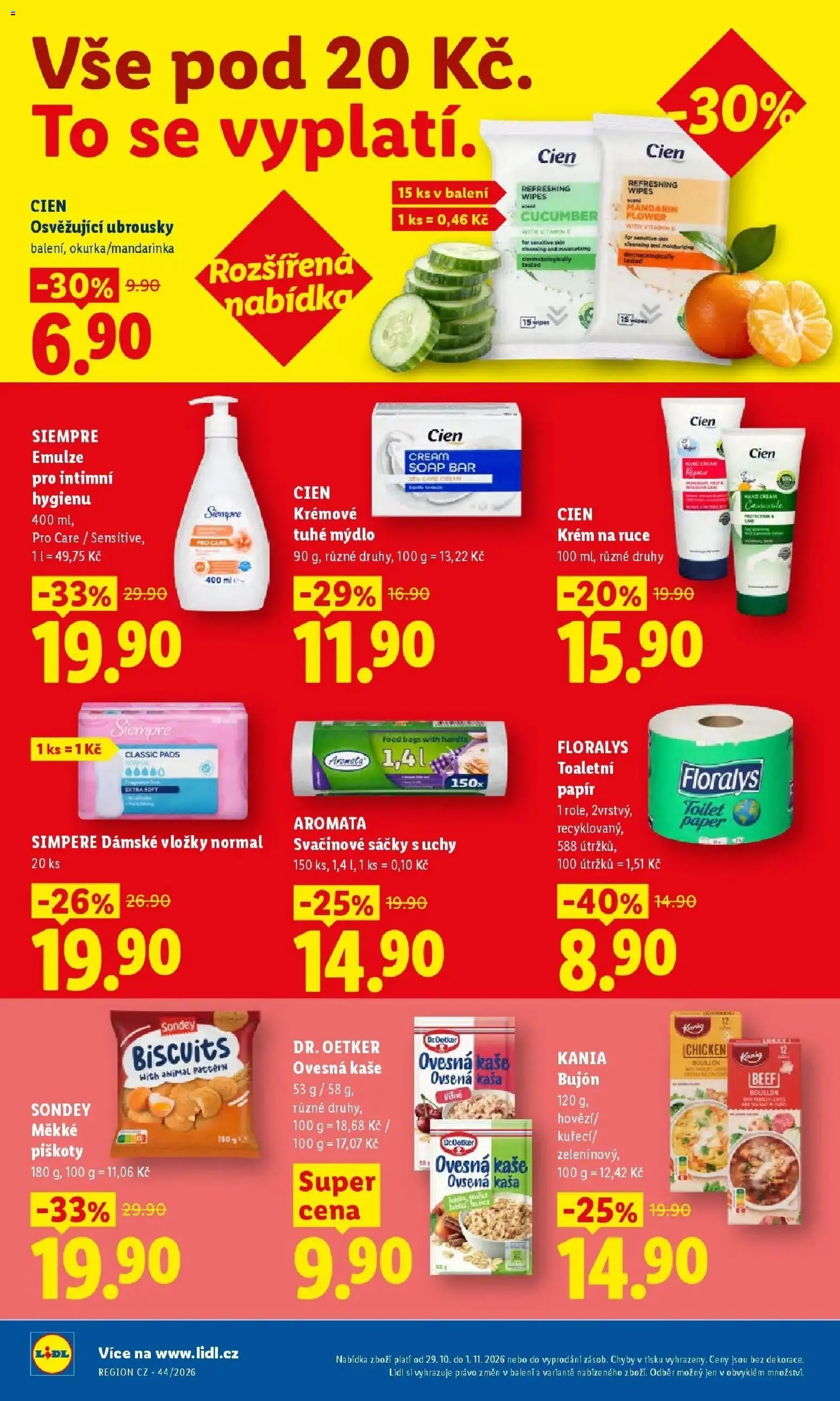 Lidl leták od 29.10.2026 - Nový akční leták | Strana: 34 | Produkty: Piškoty, Krém, Ovesná kaše, Toaletní papír