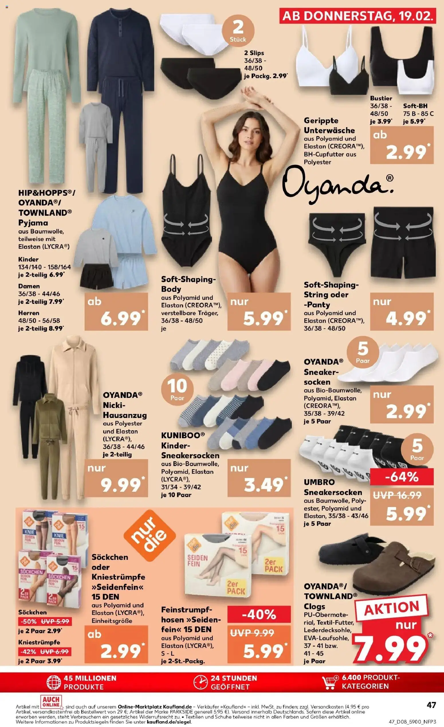 Kaufland prospekt Dresden	 – gültig ab 22.02.2026 | Seite: 47 | Produkte: Kniestrümpfe, String, Socken, Pyjama