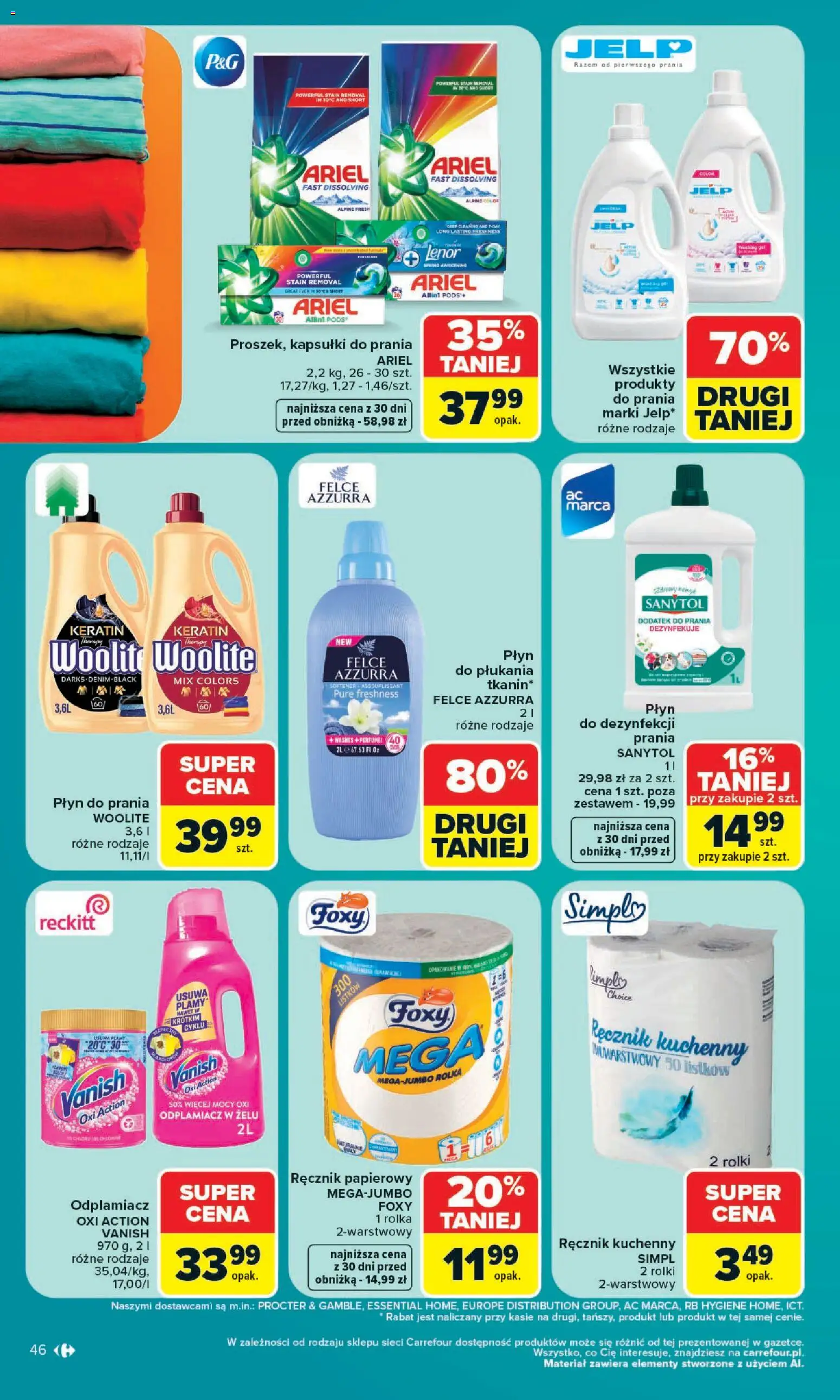 Carrefour gazetka od 13.07.2026 | Strona: 48 | Produkty: Rolki, Kapsułki do prania, Odplamiacz, Ręcznik papierowy
