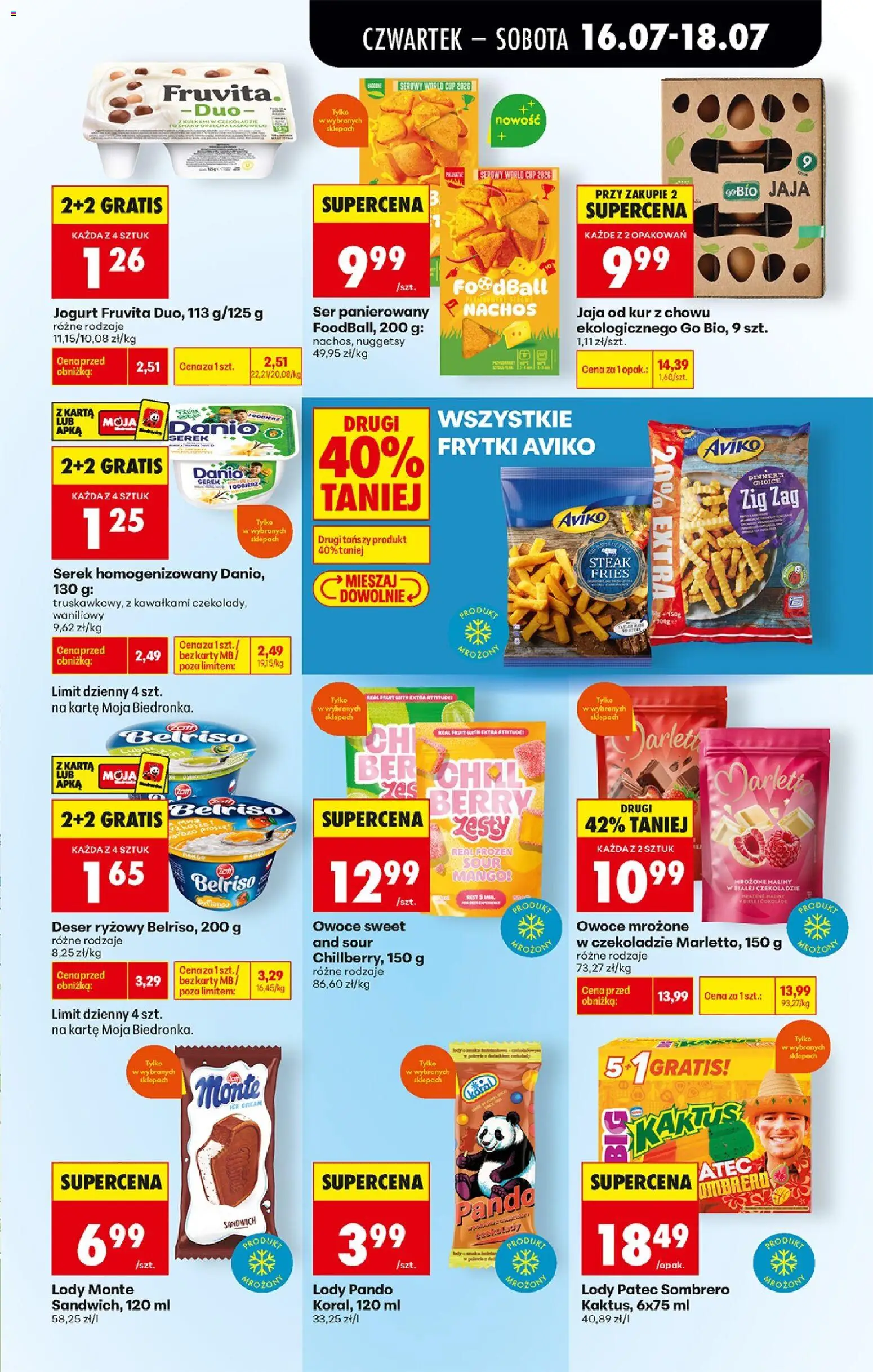 Biedronka gazetka od czwartku od 16.07.2026 | Strona: 43 | Produkty: Maliny, Serek, Ser, Nuggets