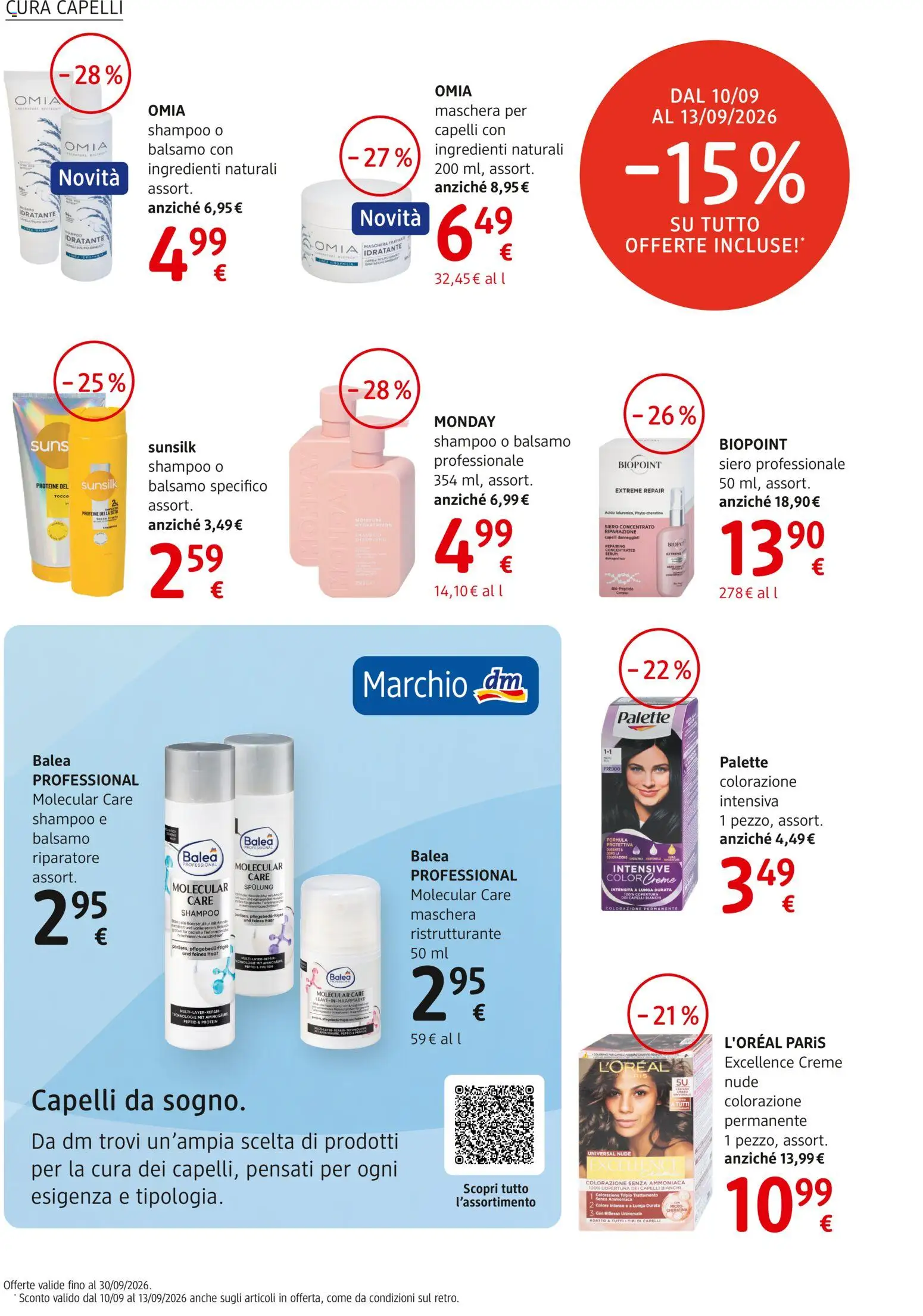 Volantino dm drogerie markt del 10/09/2026 | Pagina: 8 | Prodotti: Shampoo, Balsamo, Maschera, Ingredienti