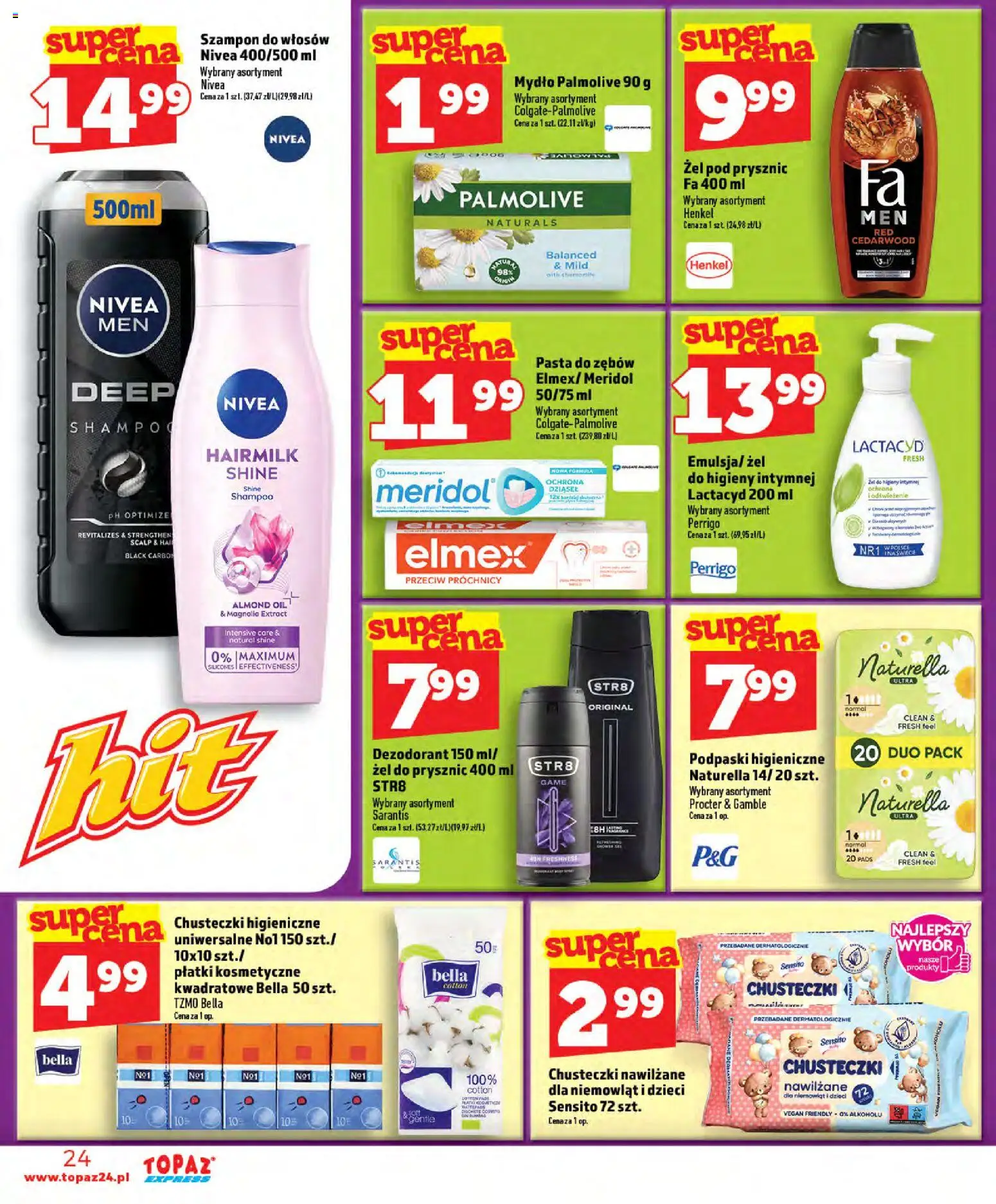 Topaz gazetka - Express od 11.06.2026 | Strona: 24 | Produkty: Chusteczki higieniczne, Podpaski, Płatki, Pasta do zębów
