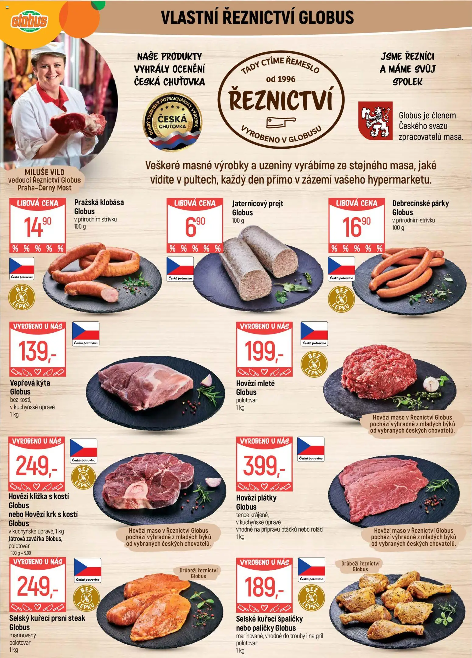 Globus leták - Praha Černý Most od 06.05.2026 | Strana: 5 | Produkty: Hovězí, Globus, Klobása, Maso