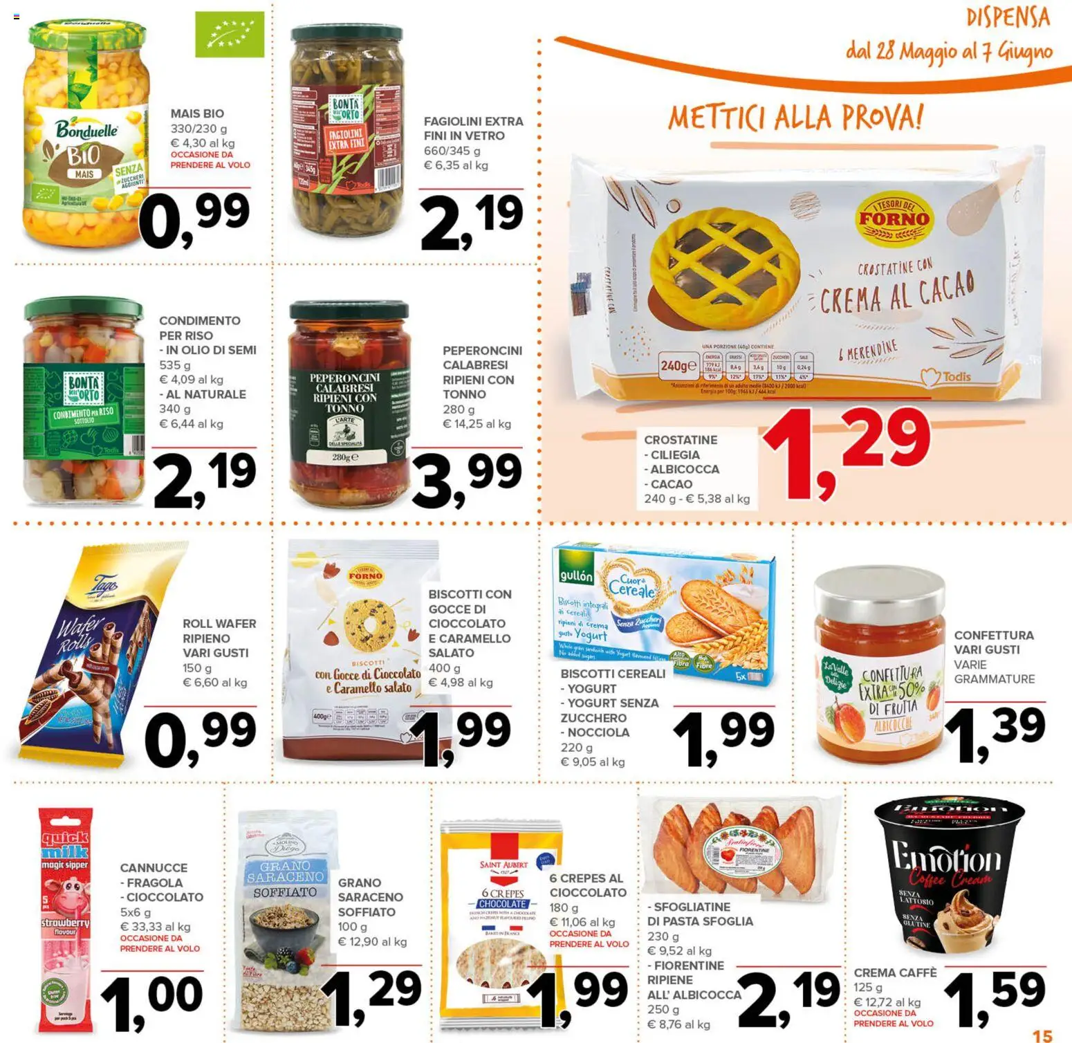 Volantino Todis del 28.05.2026 | Pagina: 15 | Prodotti: Crema, Cereali, Olio, Cacao