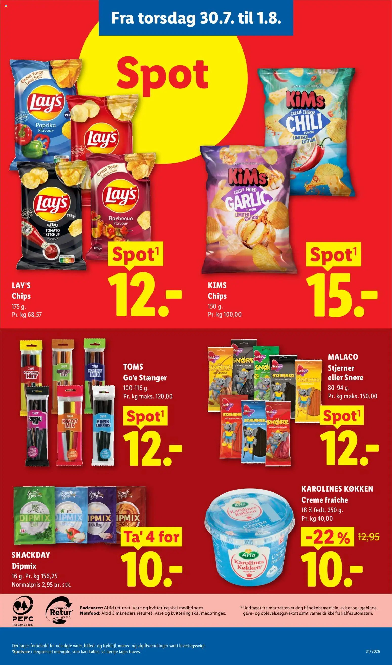 Lidl tilbudsavis – gyldig fra 26/07/2026 | Side: 5 | Produkter: Creme fraiche, Chips, Ketchup, Lakrids