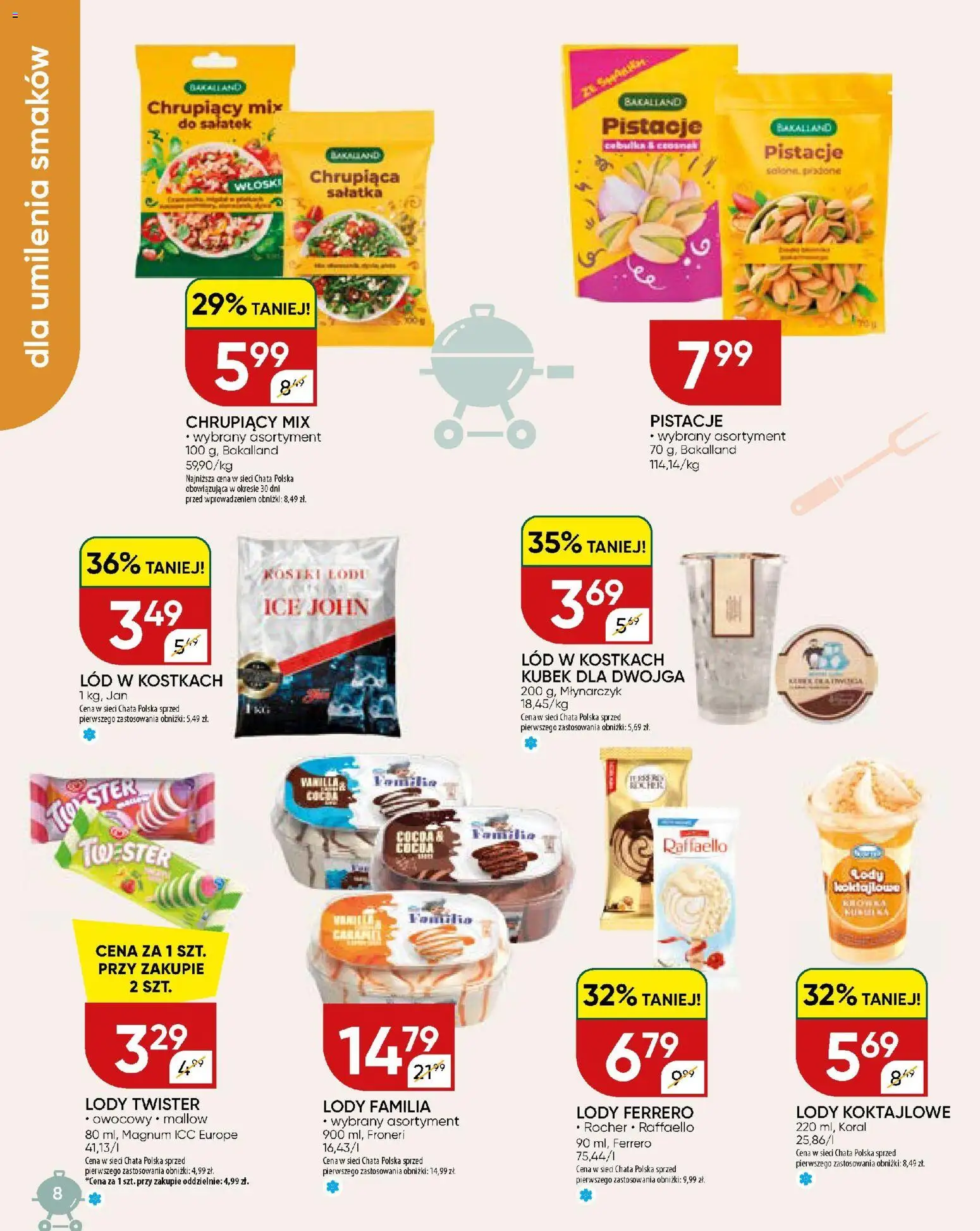 Chata Polska gazetka od 27.04.2026 | Strona: 8 | Produkty: Czosnek, Lód w kostkach, Lody, Sałatka