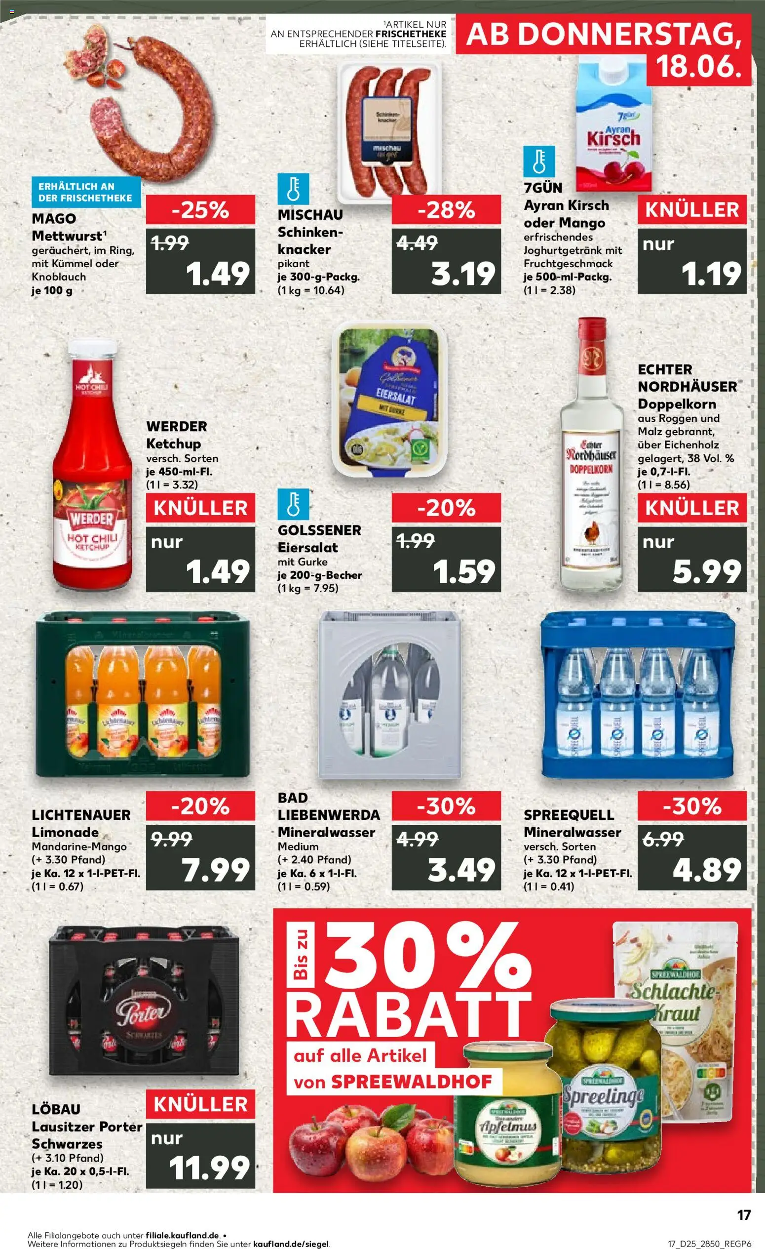 Kaufland Prospekt Potsdam – gültig ab 18.06.2026 | Seite: 17 | Produkte: Bad, Limonade, Mineralwasser, Knoblauch