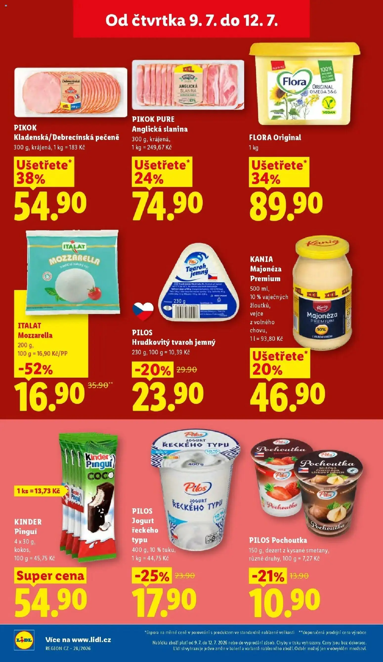 Lidl aktuální leták od 09.07.2026 | Strana: 24 | Produkty: Omega, Kinder Pinguí, Mozzarella, Pikok