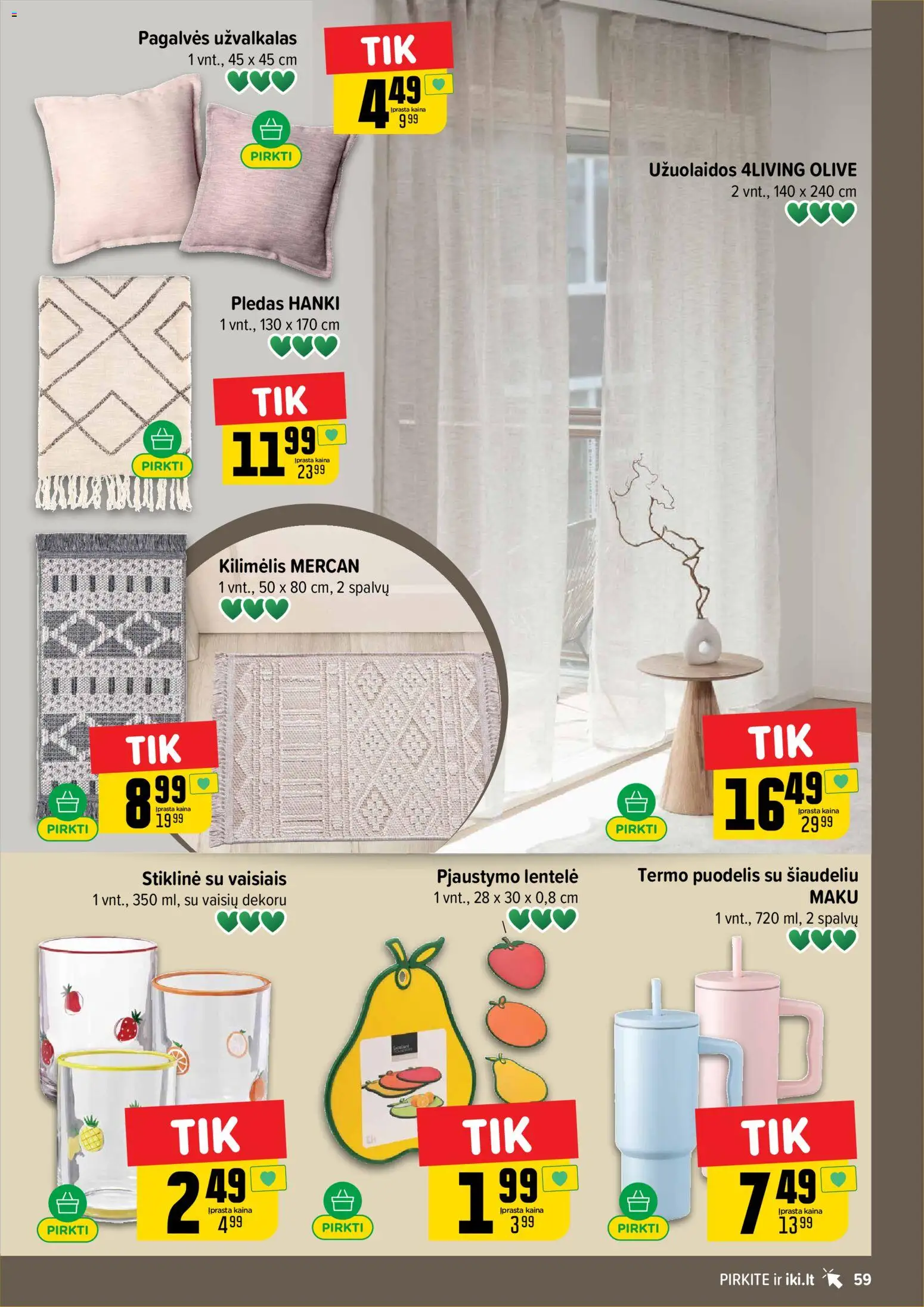 IKI akcijos nuo 08.06.2026 | Puslapis: 59 | Prekių: Kilimėlis, Pledas, Užvalkalas, Užuolaidos