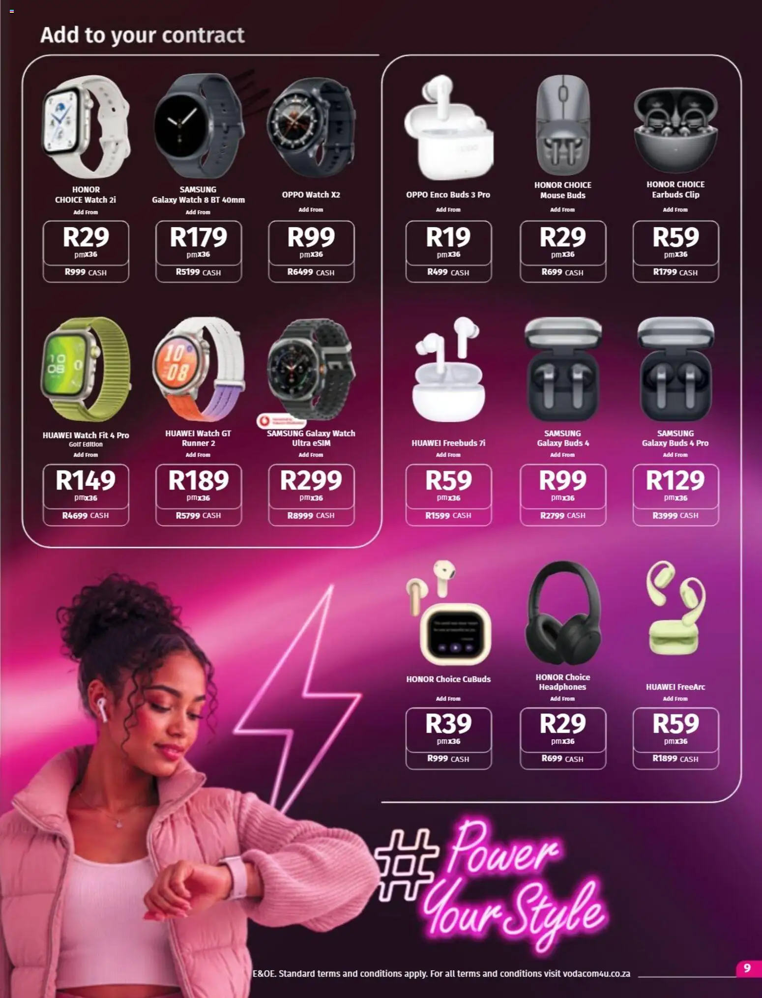 New Vodacom catalogue – valid from 07/08/2026 | Page: 9 | Products: Watch, Earbuds, Mouse, Headphones