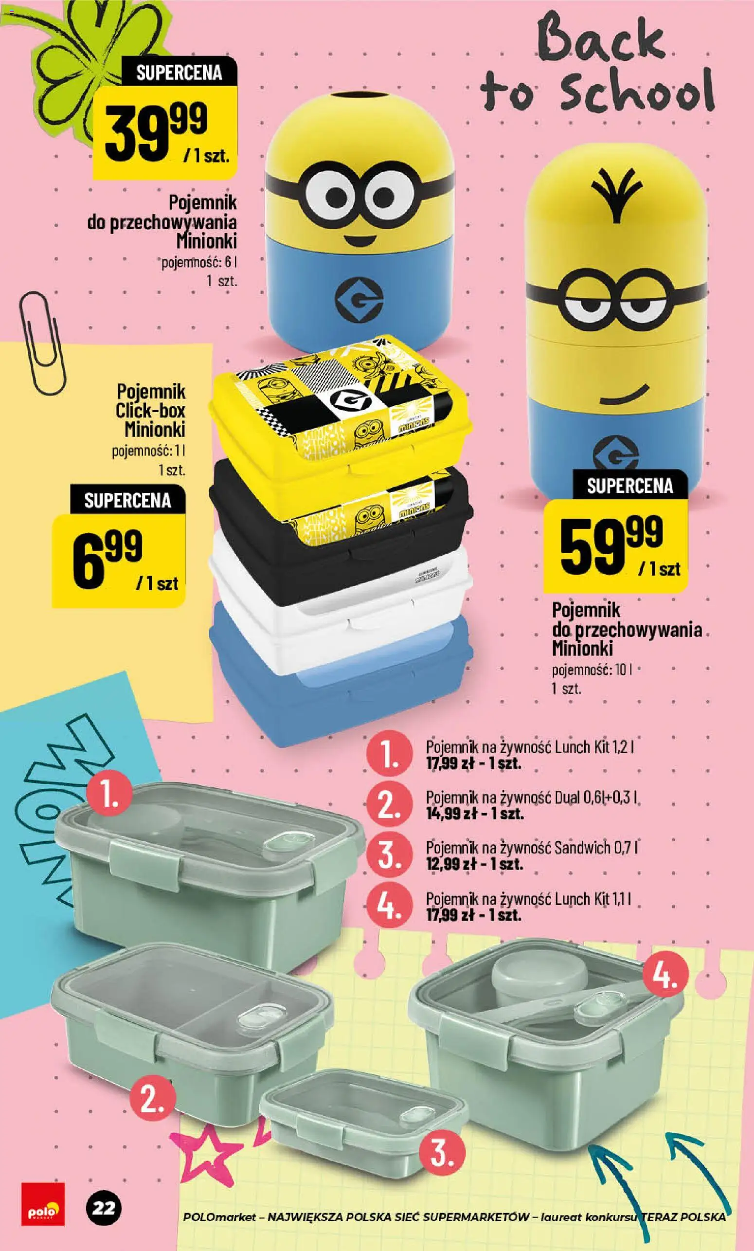 Nowa POLOmarket gazetka od jutra 24.07.2026 | Strona: 22 | Produkty: Żywność, Sandwich, Pojemnik na żywność, Pojemnik do przechowywania