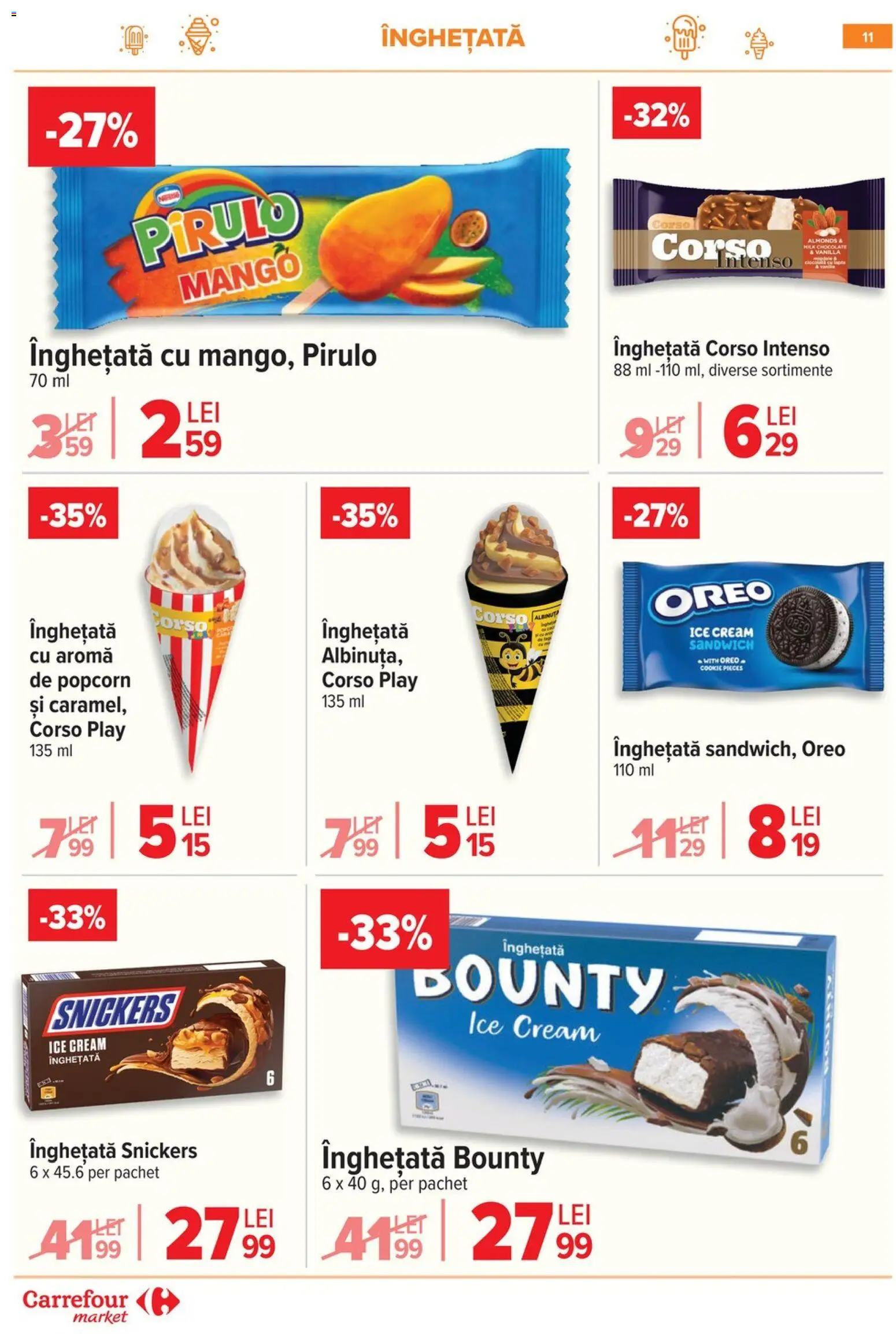 Noul catalog Carrefour – valabil de la 03.06.2026 | Pagină: 11 | Produse: Înghețată, Mango