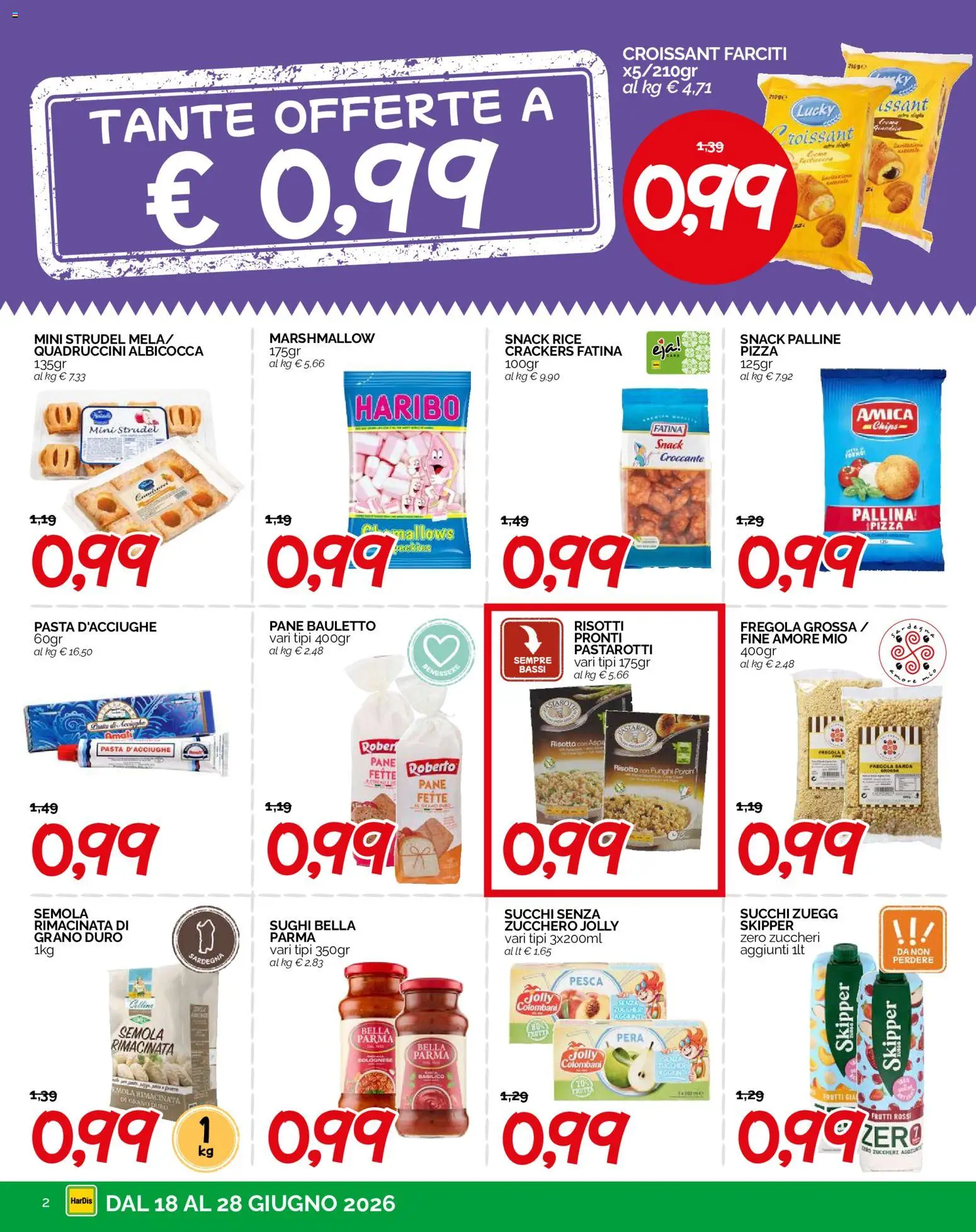 Volantino HarDis del 18.06.2026 | Pagina: 2 | Prodotti: Pane, Pizza, Funghi, Pera