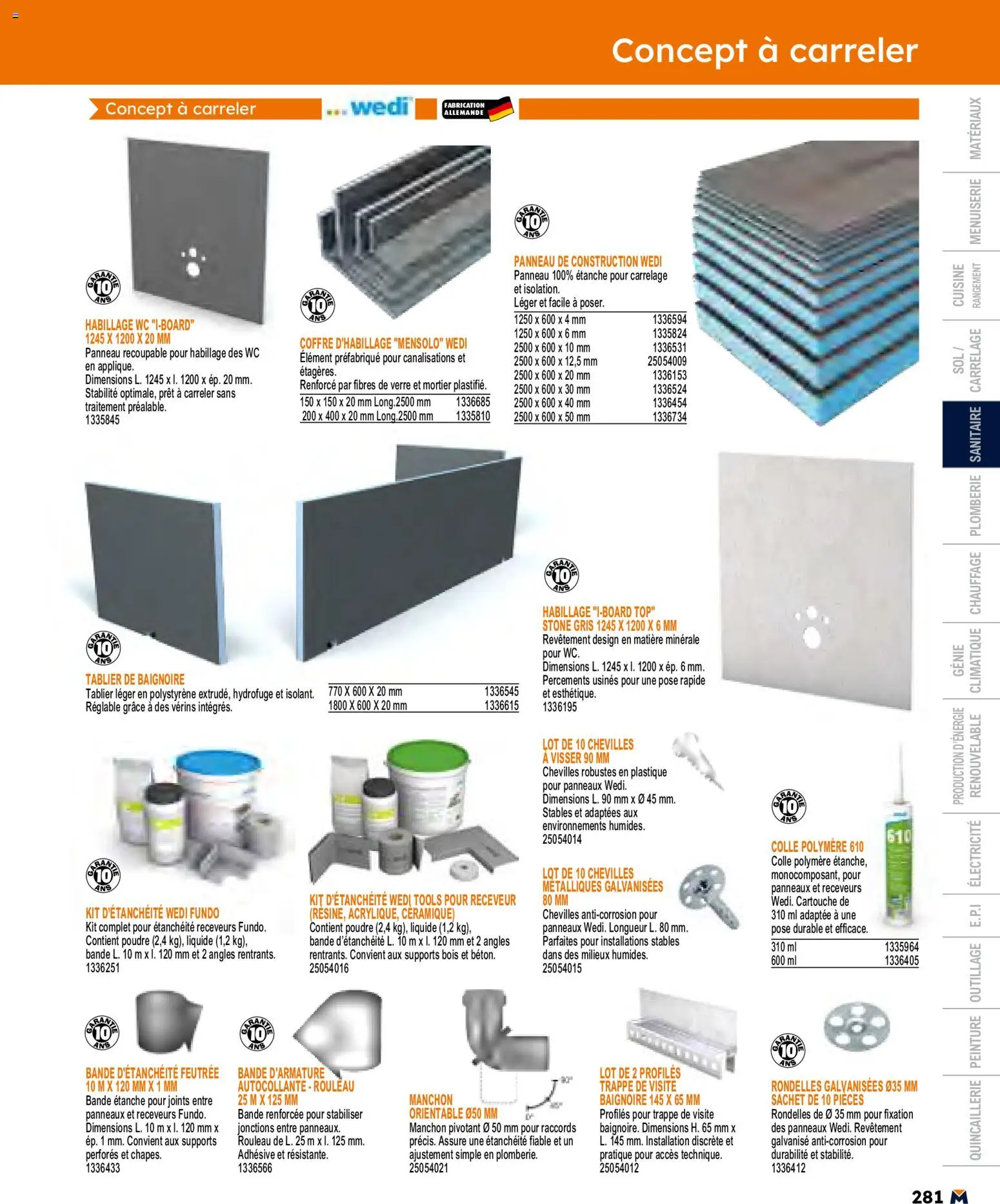 {H1} | Page: 281 | Produits: Poudre, Rouleau, Colle, Cartouche