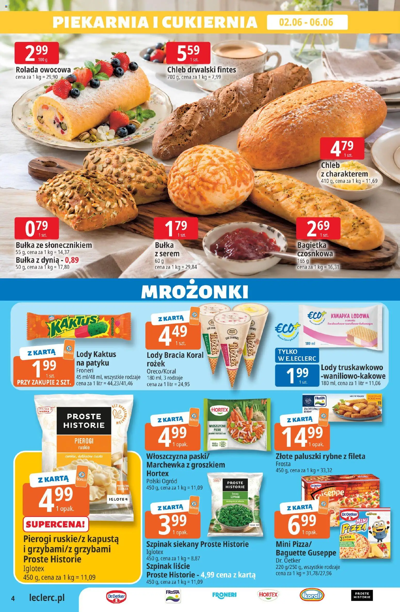 E.Leclerc gazetka - Zielona Góra od 02.06.2026 | Strona: 4 | Produkty: Karta, Rolada, Ciasto, Marchewka