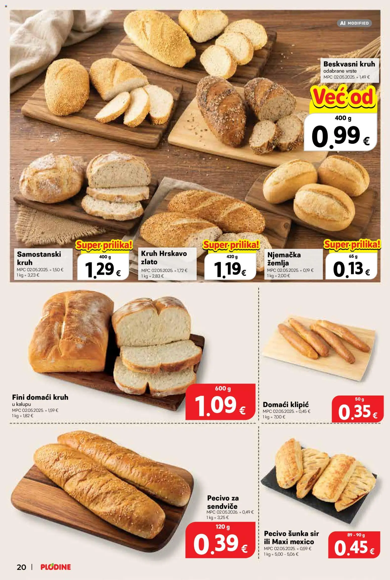 Plodine katalog | vrijedi od 12.08.2026 | Stranica: 20 | Proizvodi: Zemlja, Sir, Kruh, Šunka