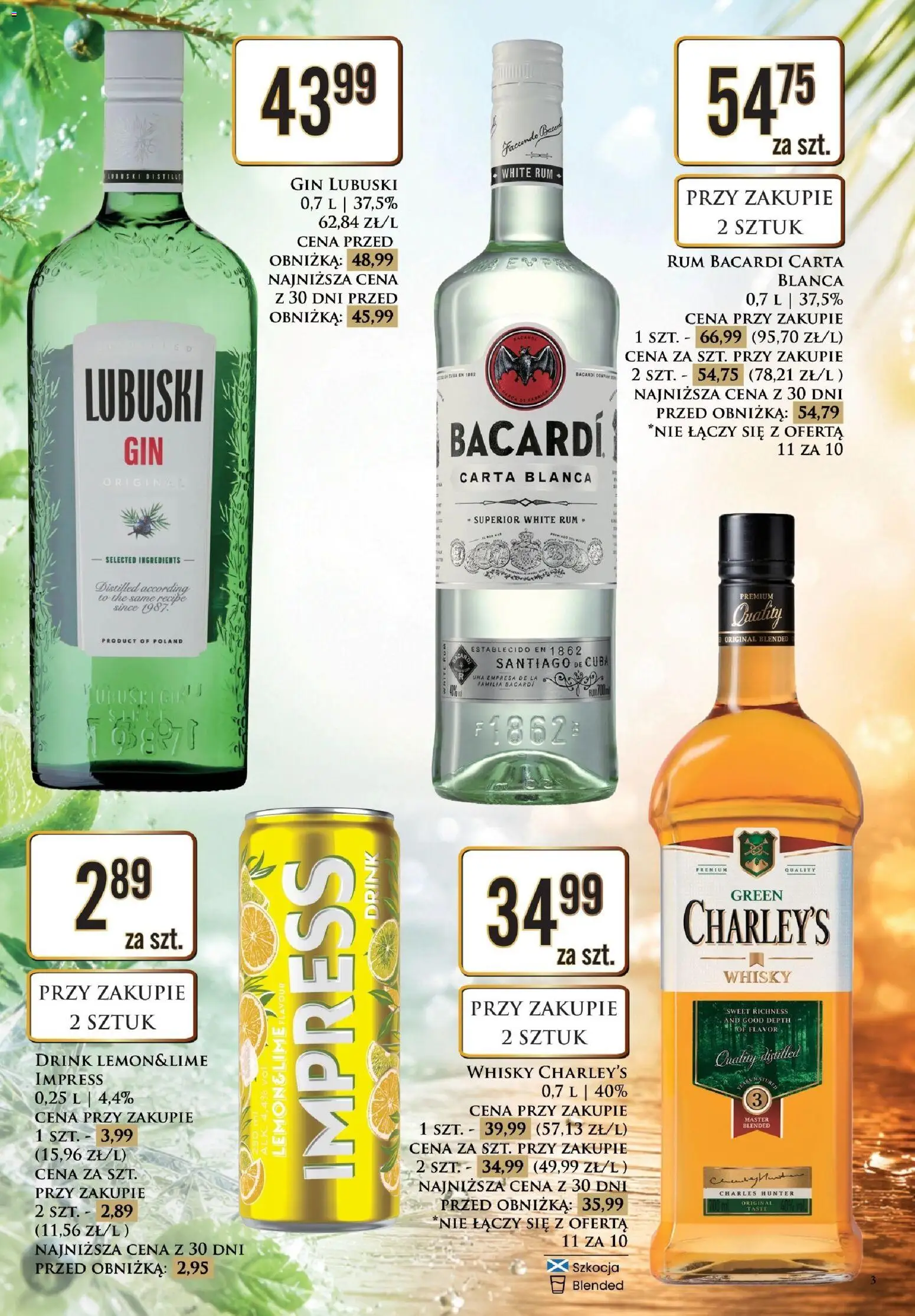 Dino gazetka alkoholowa od 26.06.2026 | Strona: 3 | Produkty: Rum Bacardi, Gin Lubuski, Rum, Whisky