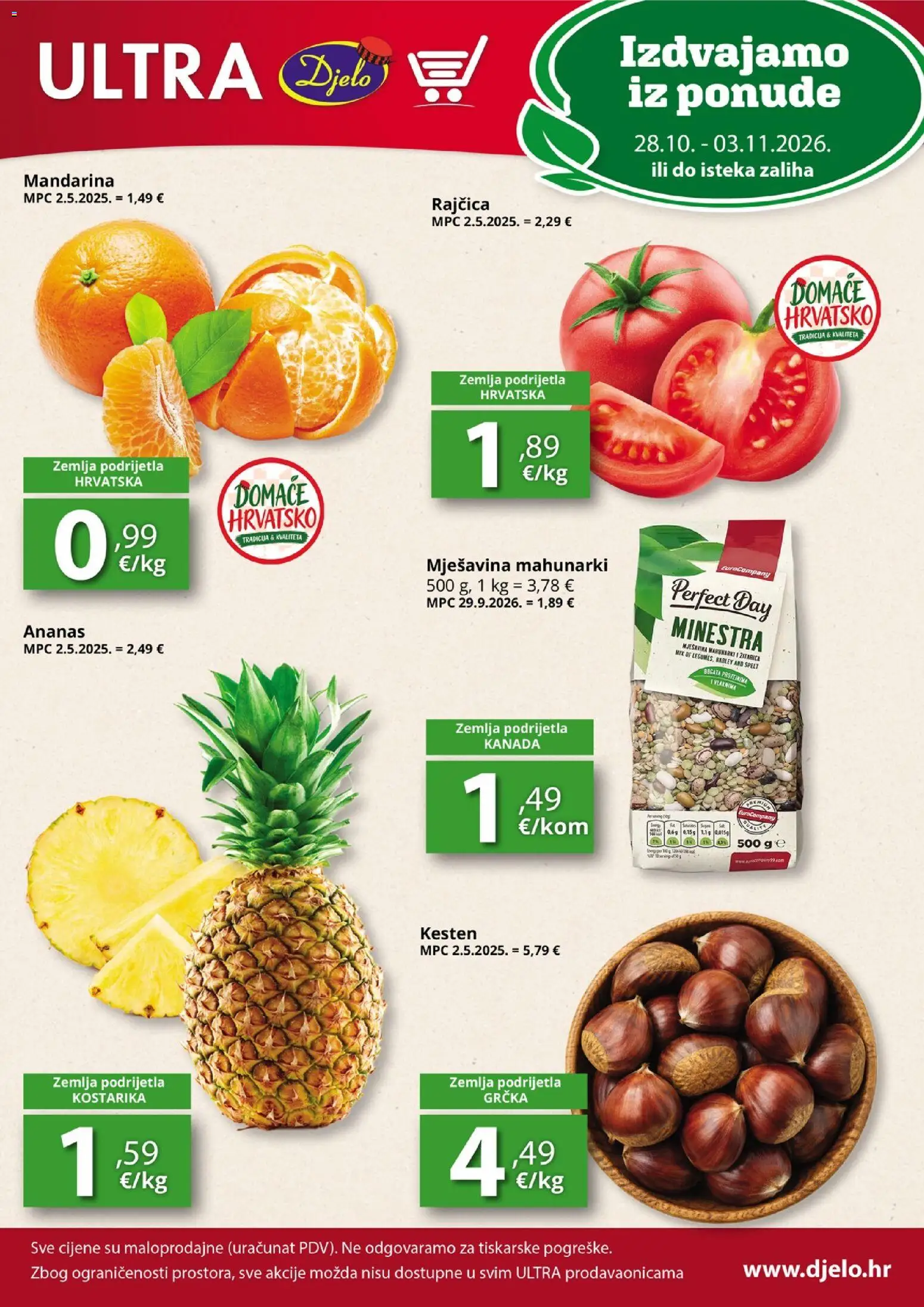 Djelo katalog | vrijedi od 28.10.2026 | Stranica: 1 | Proizvodi: Kesten, Zemlja, Mandarina, Ananas