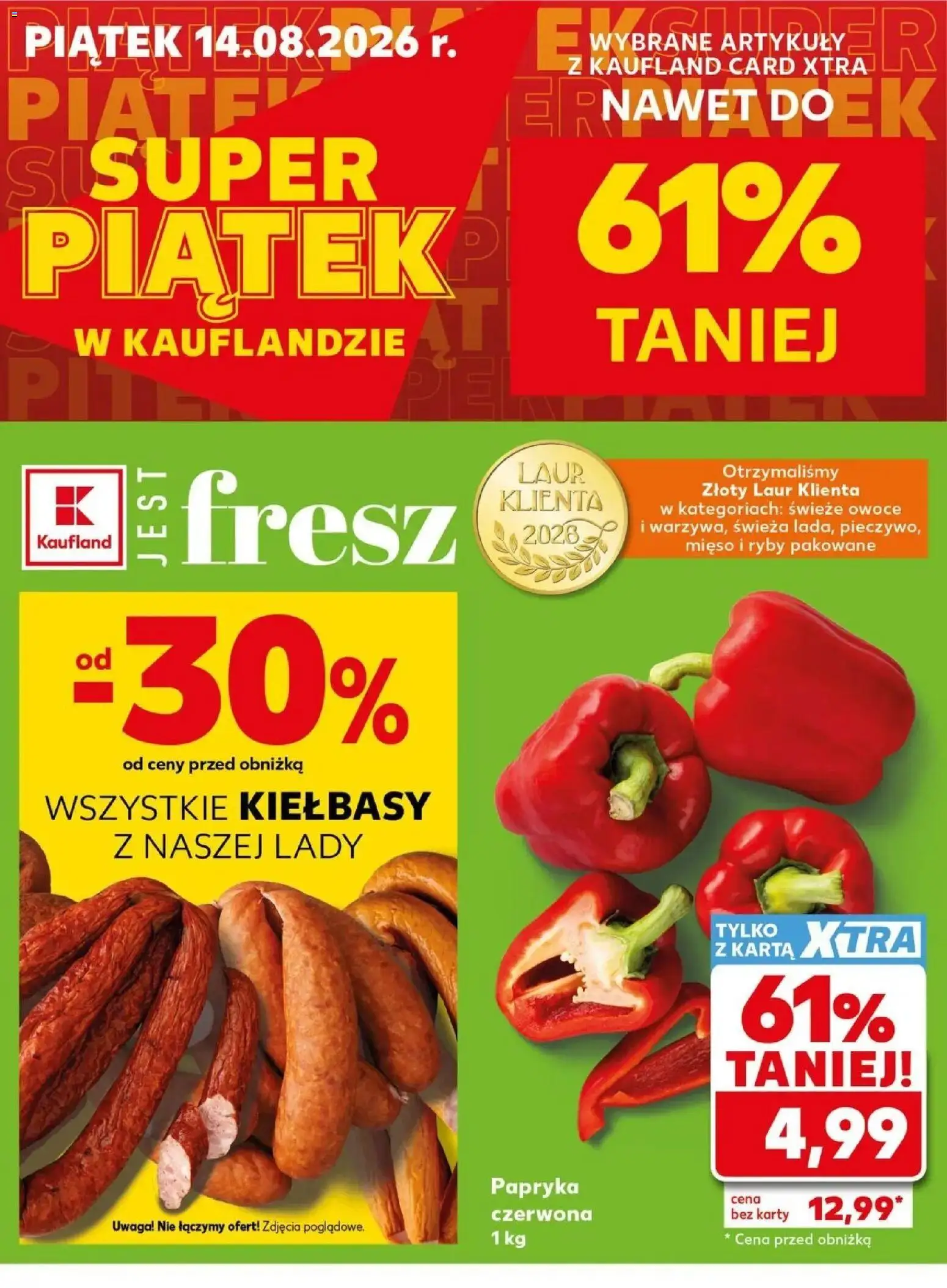 Kaufland gazetka - Super Piątek od 14.08.2026 - od jutra PDF | Strona: 2 | Produkty: Karta, Bell, Papryka czerwona, Czerwona papryka