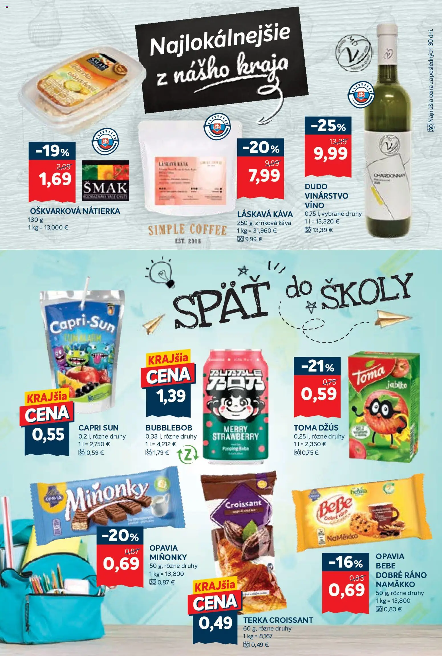 Nové Kraj akcie – leták je platný od 20.08.2026 | Strana: 5 | Produkty: Káva, Víno, Croissant, Nátierka
