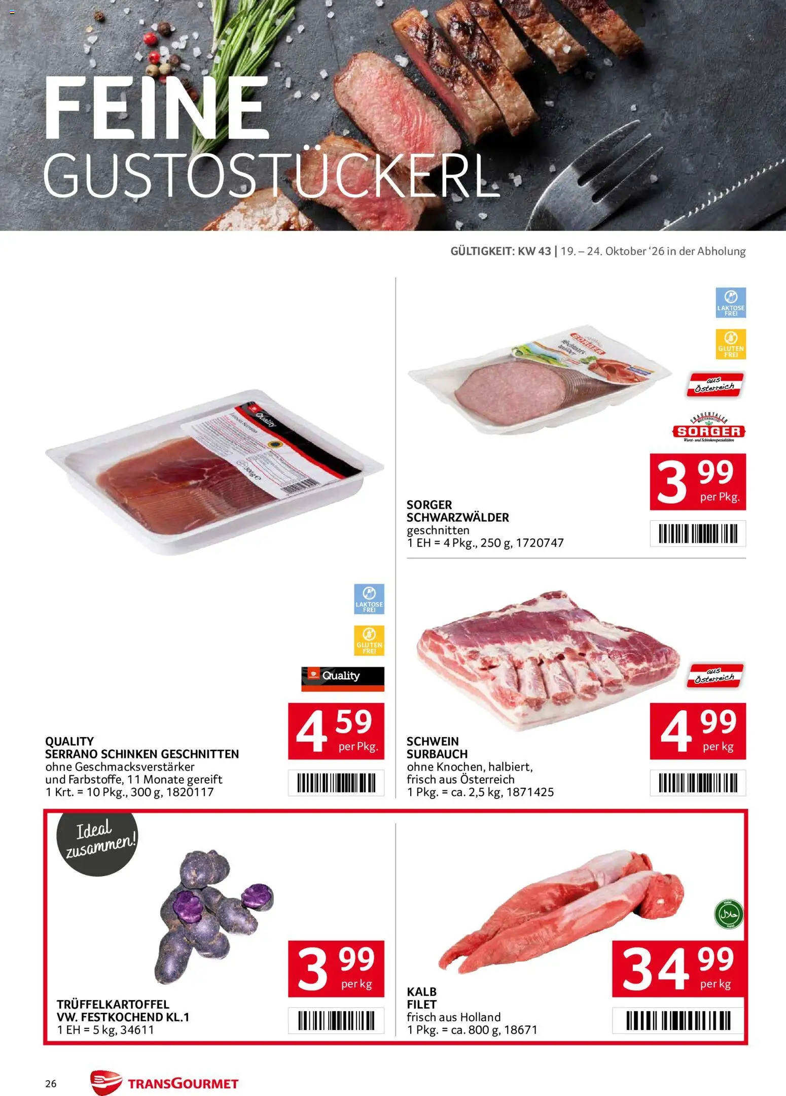 Transgourmet Broschüre gültig ab 19.10.2026 | Seite: 26 | Produkte: Schinken