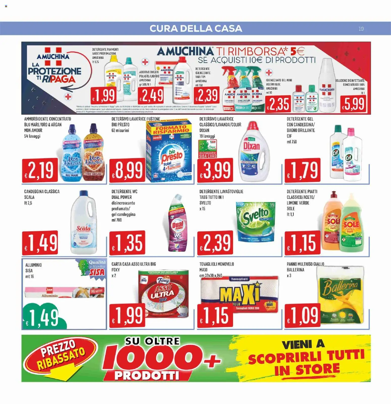 Volantino SISA del 09/07/2026 | Pagina: 19 | Prodotti: Detergente, Candeggina, Scala, Bagno