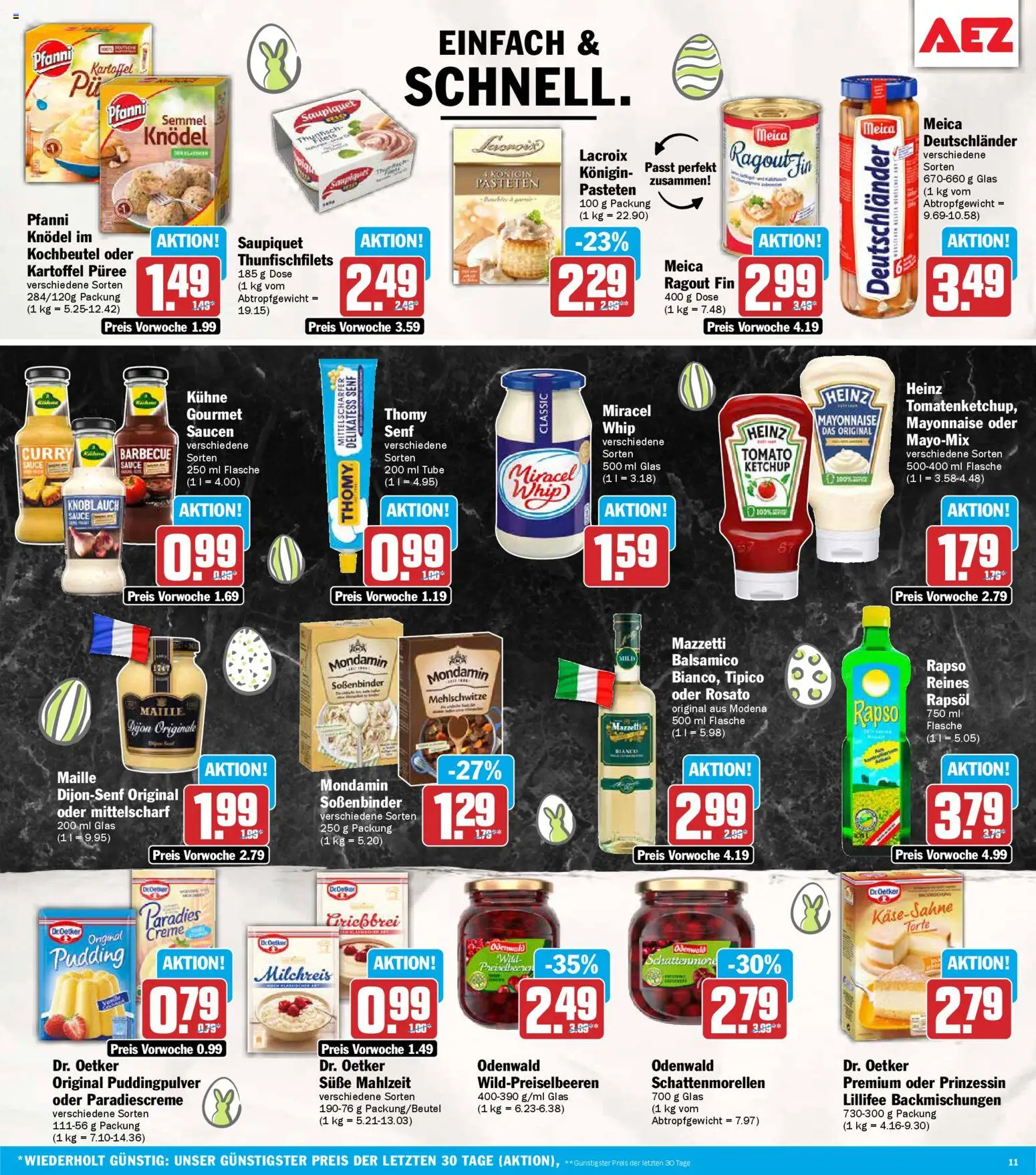 AEZ Prospekt 	 – gültig ab 30.03.2026 | Seite: 11 | Produkte: Pudding, Creme, Knoblauch, Ketchup
