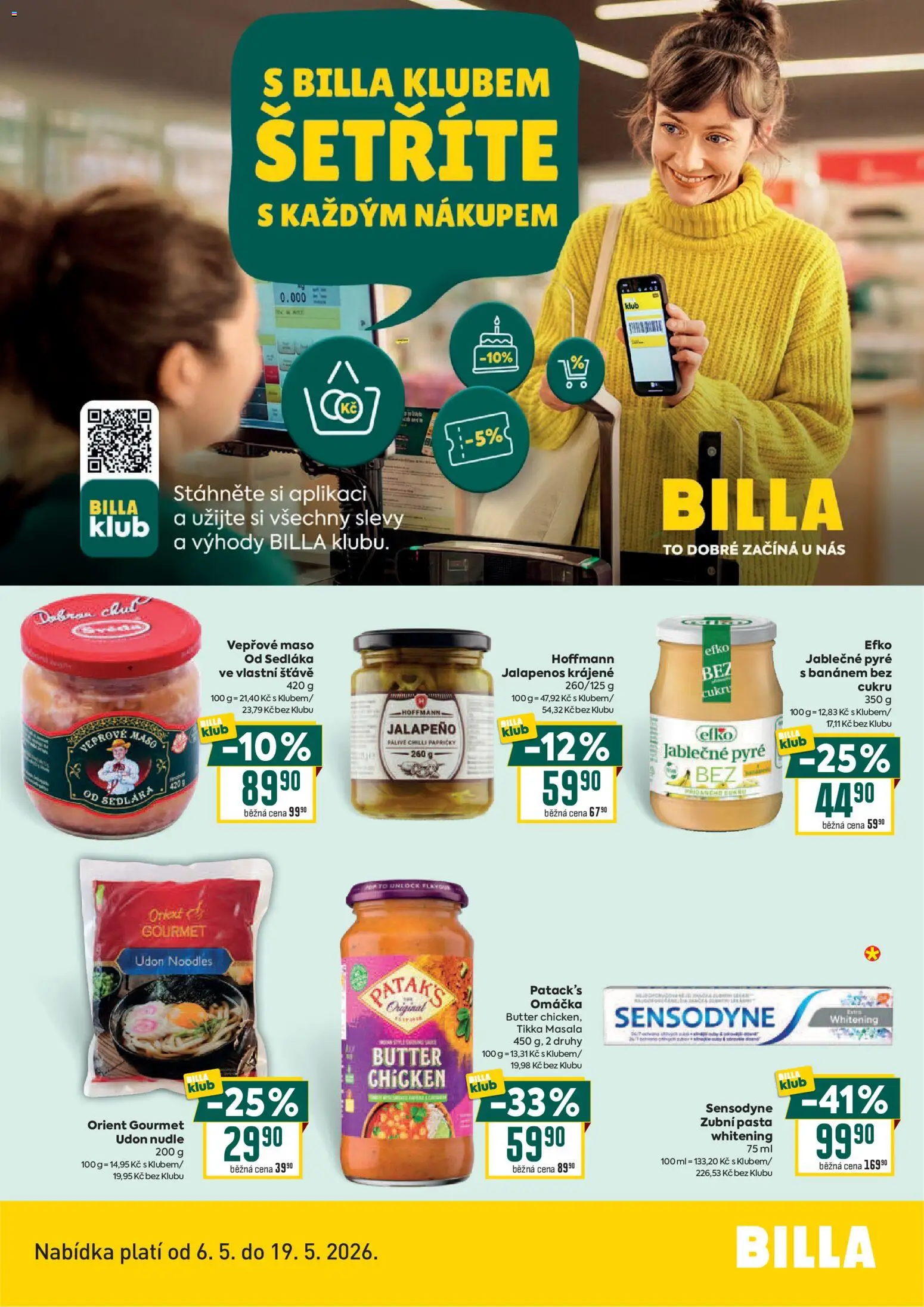 Billa leták - Bonus club od 06.05.2026 | Strana: 2 | Produkty: Zubní pasta, Gourmet, Vepřové maso, Udon nudle