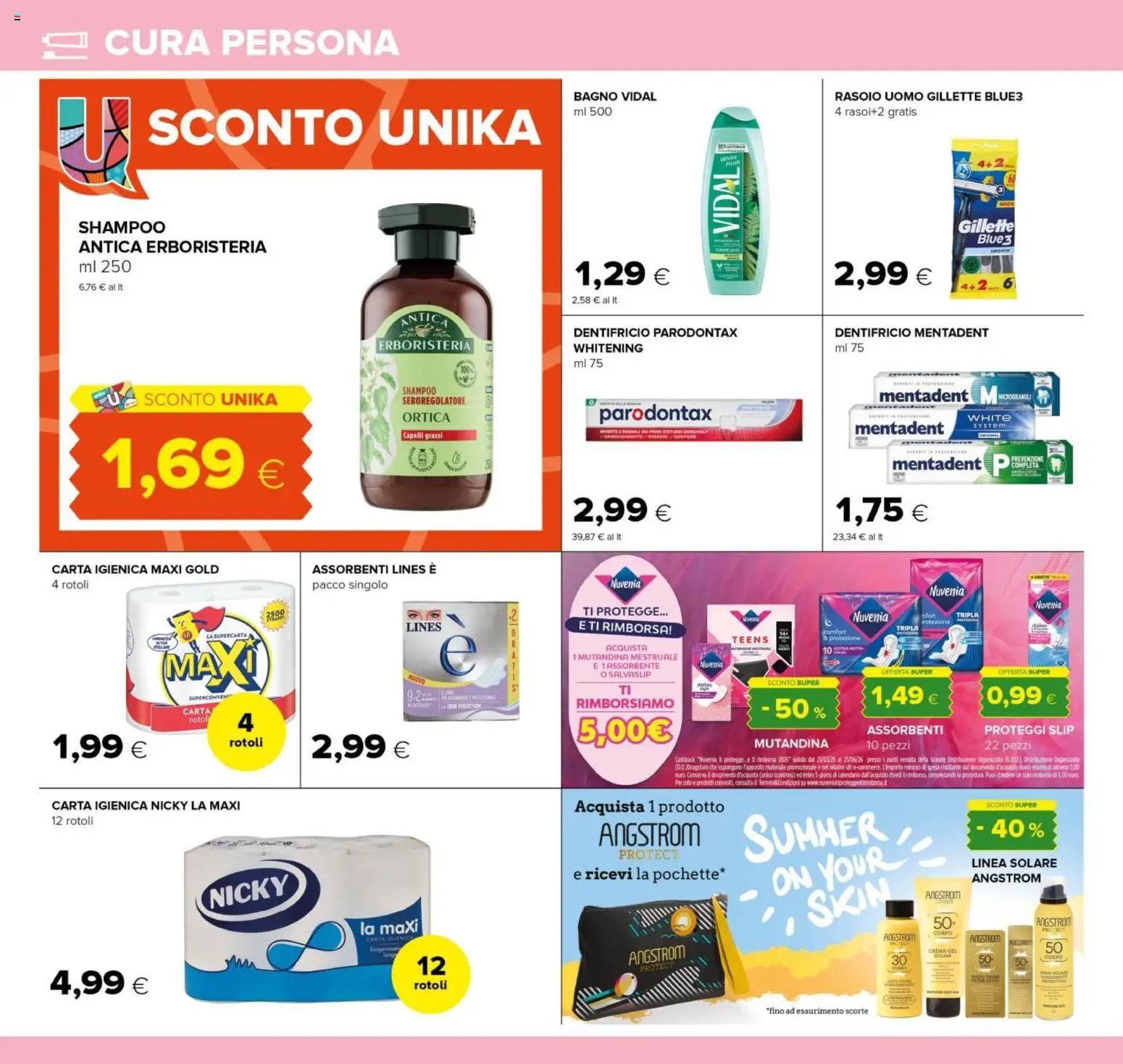 Volantino Oasi del 07.04.2026 | Pagina: 18 | Prodotti: Shampoo, Rasoio, Carta igienica, Dentifricio