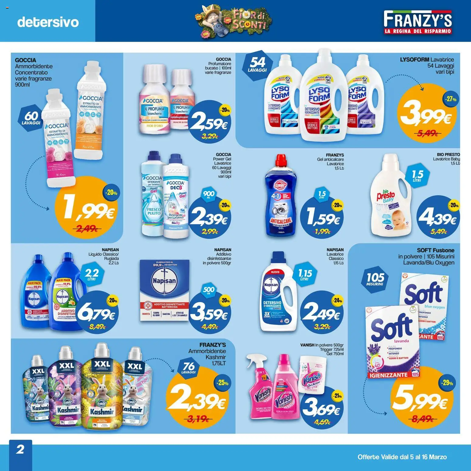 Volantino Franzy's del 05.03.2026 | Pagina: 2 | Prodotti: Ammorbidente, Anticalcare, Lavatrice, Lavanda