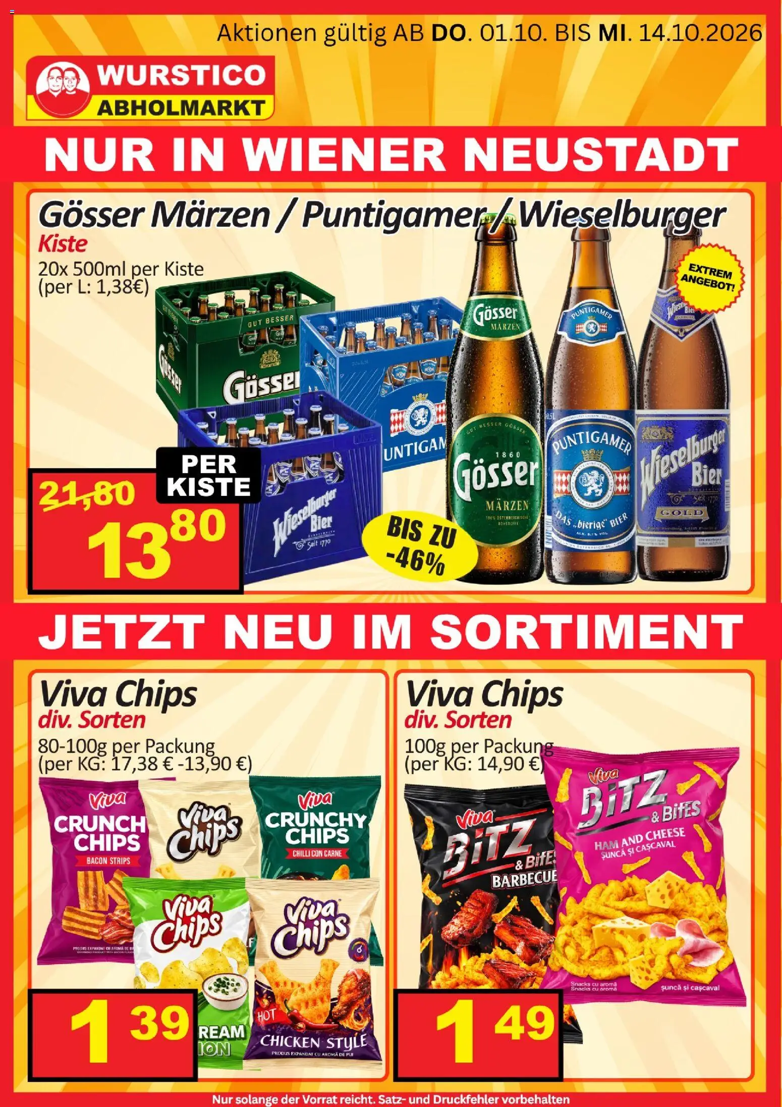 Wurstico Abholmarkt Flugblatt gültig ab 01.10.2026 | Seite: 3 | Produkte: Chips, Bier