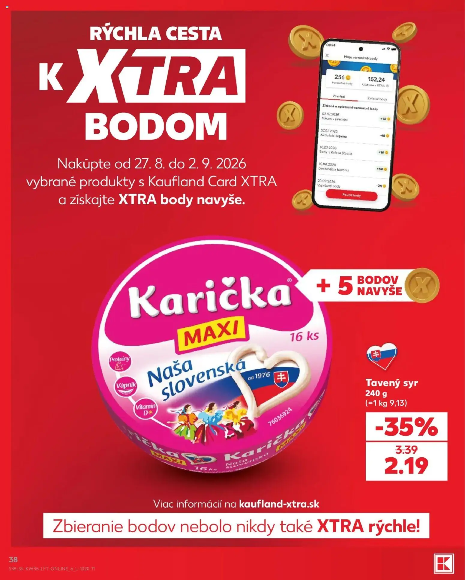 Nové Kaufland akcie – leták je platný od 27.08.2026 | Strana: 38 | Produkty: Syr, Tavený syr