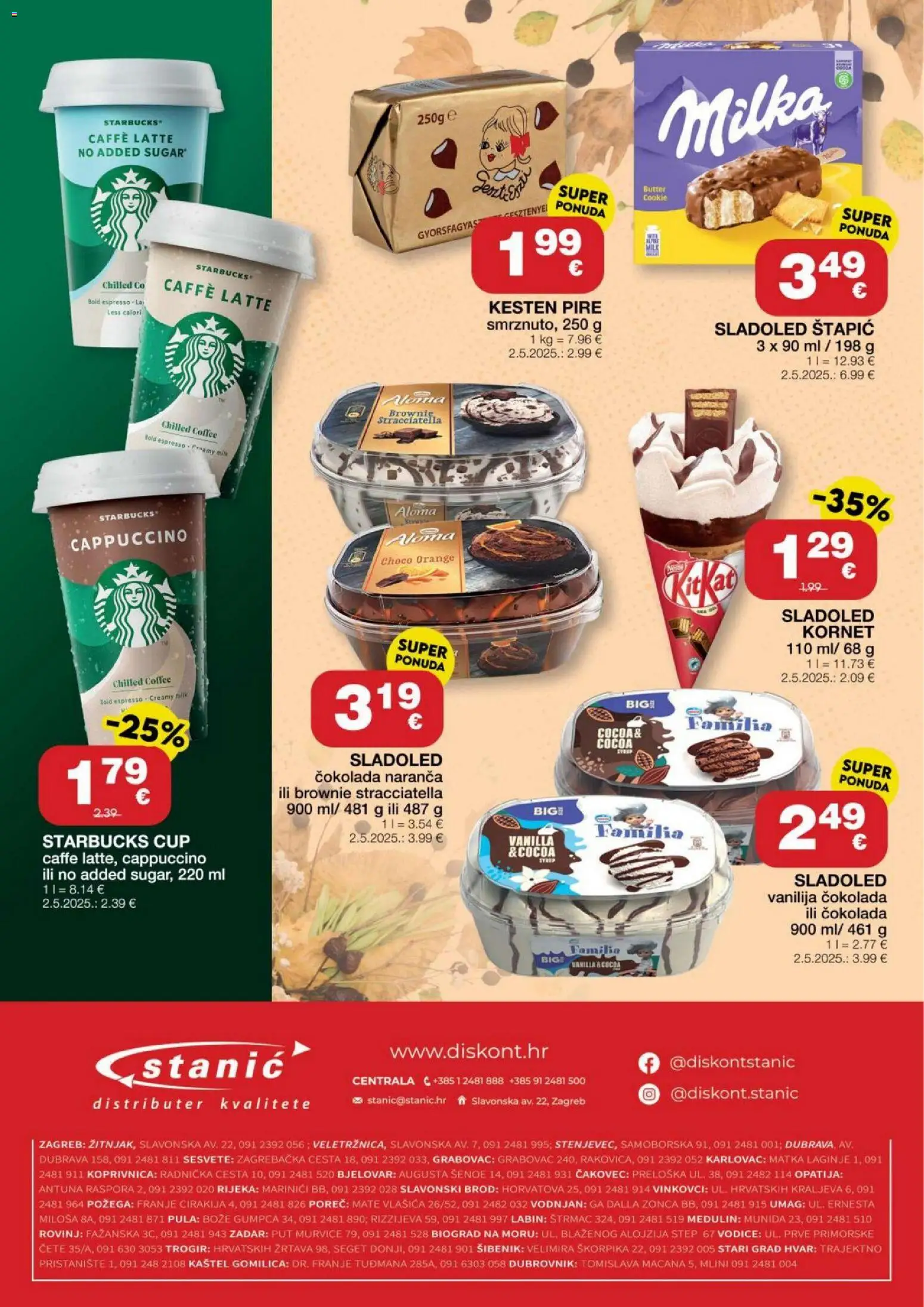 Stanić Diskont katalog | vrijedi od 01.10.2026 | Stranica: 16 | Proizvodi: Kesten, Čokolada, Sladoled, Kornet