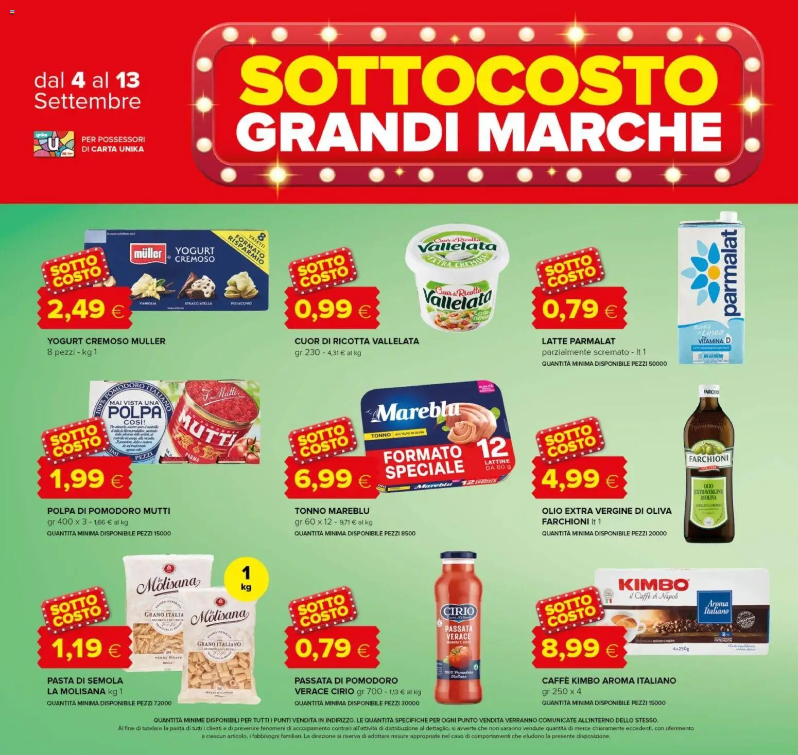 Volantino Oasi del 03/09/2026 | Pagina: 2 | Prodotti: La Molisana, Latte, Passata di pomodoro, Kimbo