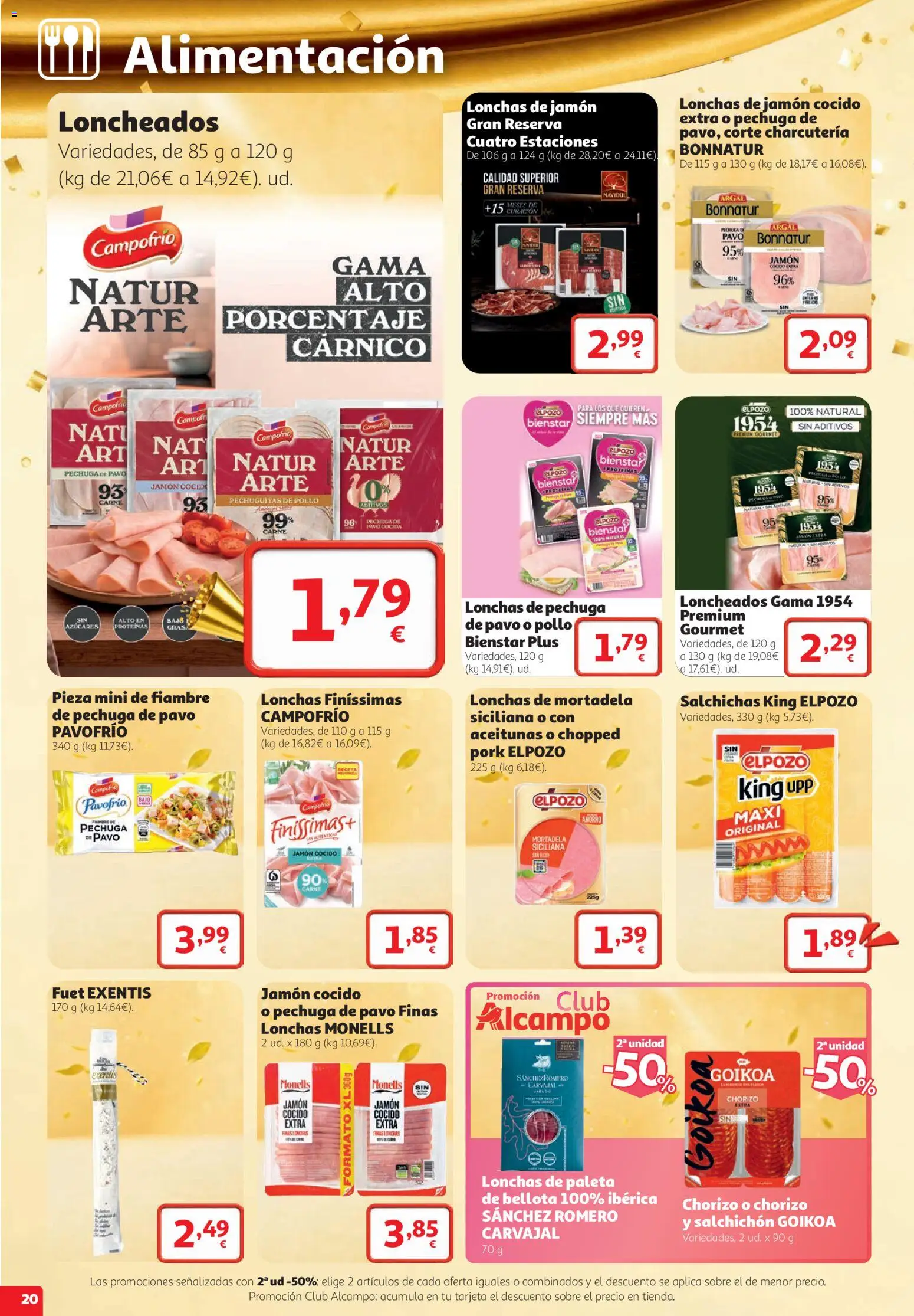 Alcampo folleto Cuenca │ válido desde el 22/10/2026 | Página: 20 | Productos: Jamón cocido, Mortadela, Carne, Pollo