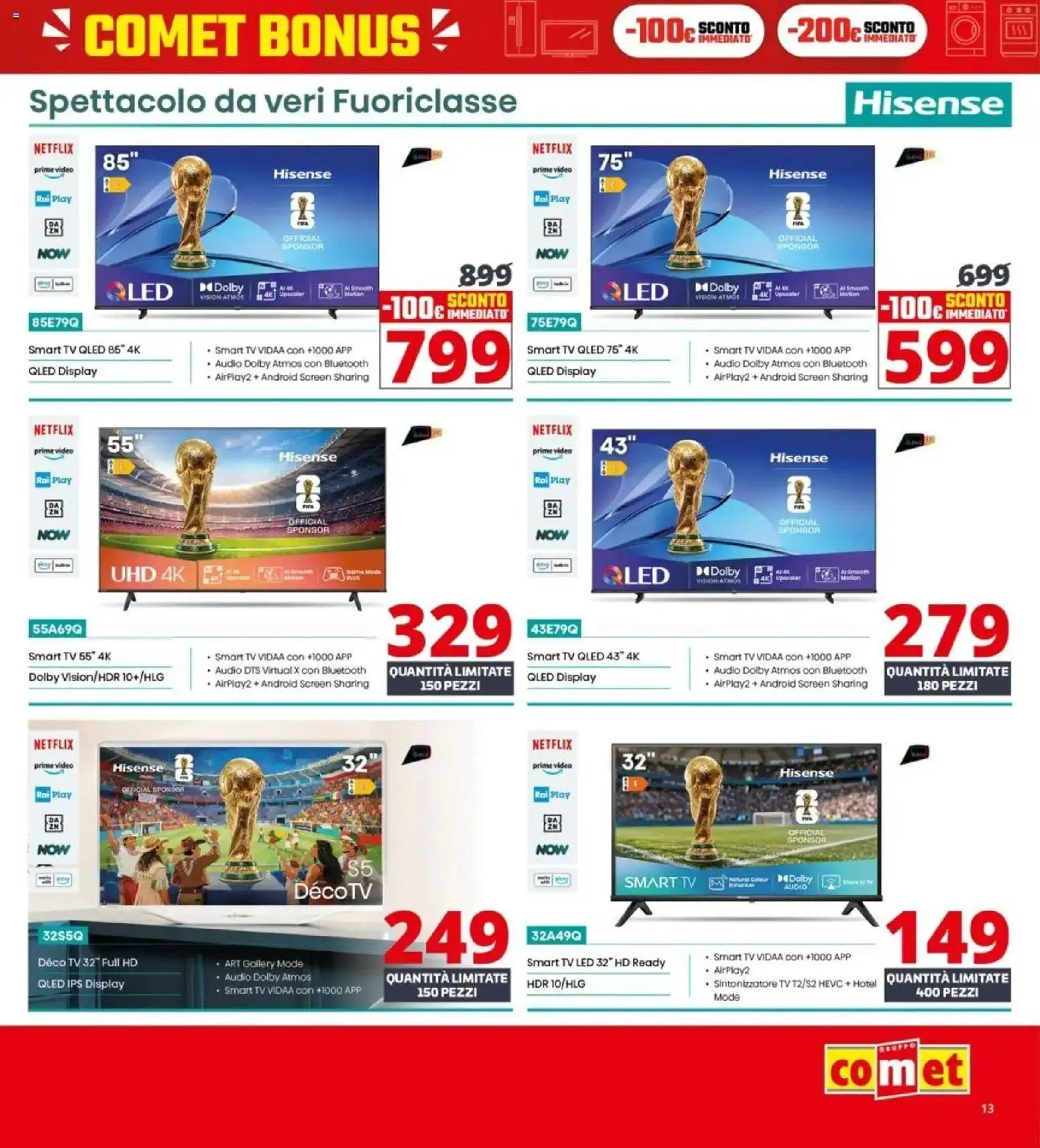 Volantino Comet del 05.03.2026 | Pagina: 13 | Prodotti: smart TV, TV, Video, Audio