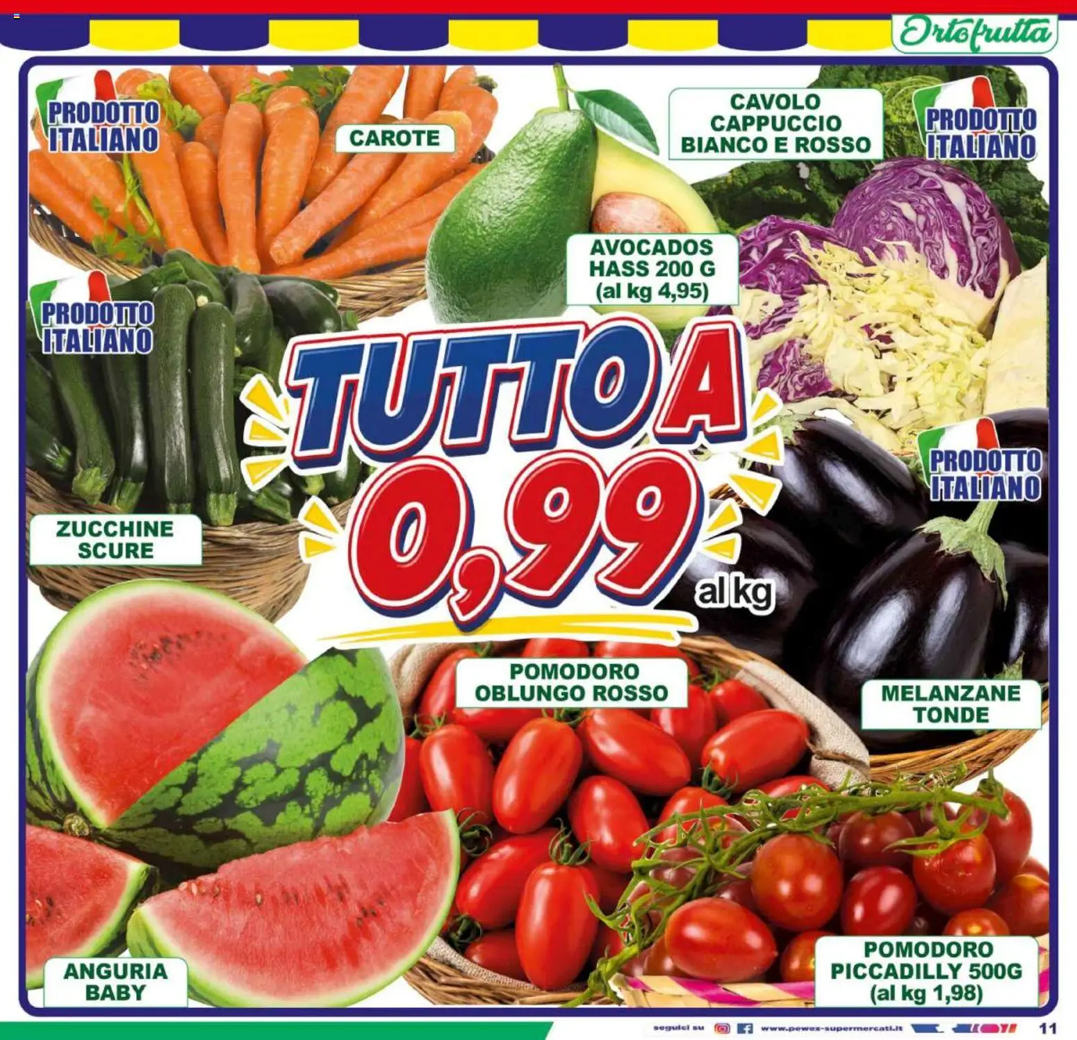 Volantino Pewex del 31/07/2026 | Pagina: 11 | Prodotti: Cavolo, Anguria, Cappuccio, Zucchine