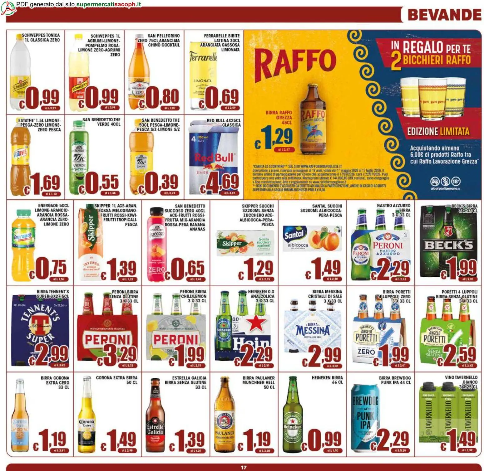 Volantino Sacoph del 20.05.2026 | Pagina: 17 | Prodotti: Tennent's, Vino, Arancia, Ferrarelle