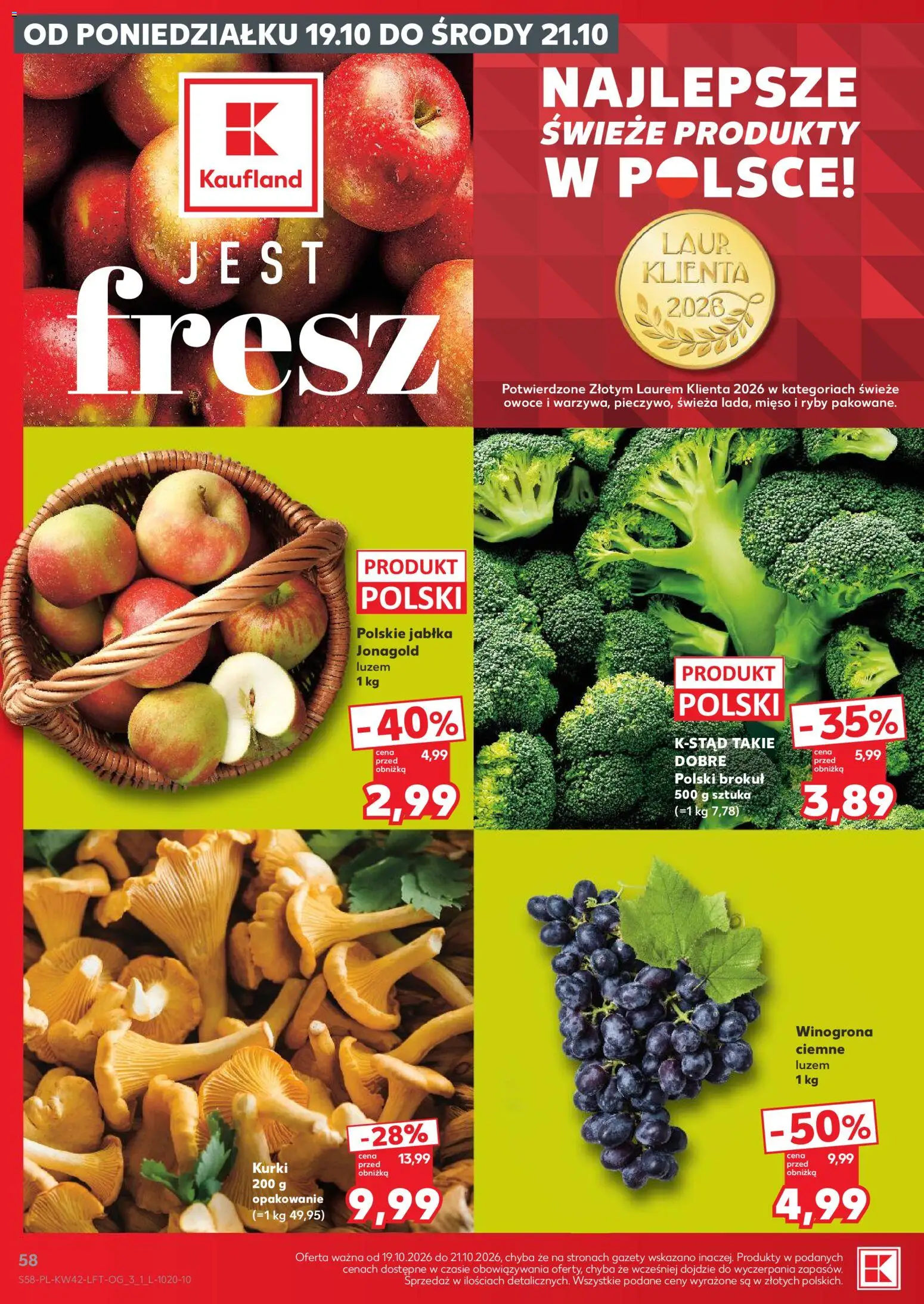 Kaufland Polsko leták - Jest fresz od 15.10.2026 | Strana: 58 | Produkty: Jablka, Ryby